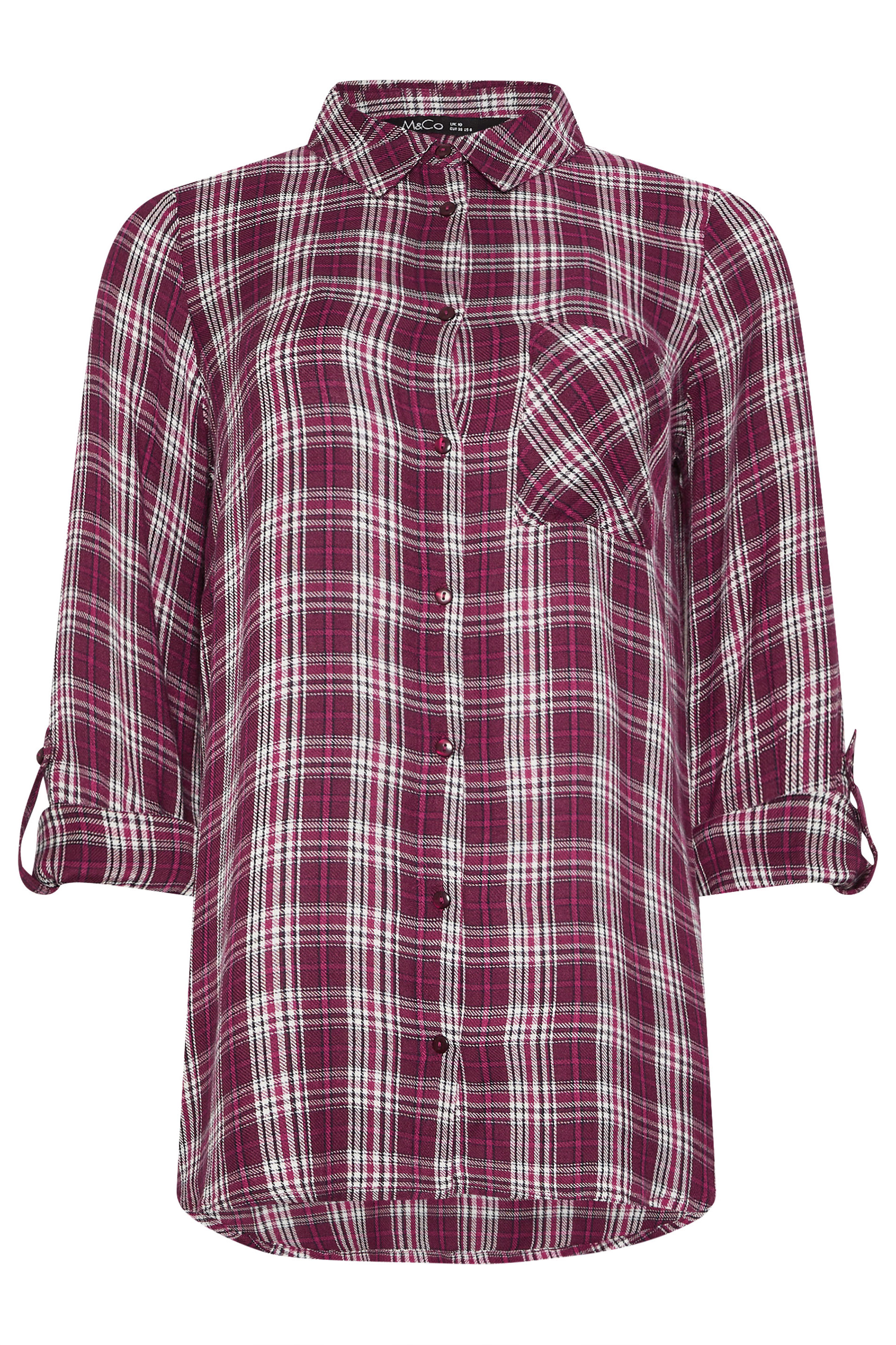 M&Co Berry Purple & White Checked Shirt | M&Co 7