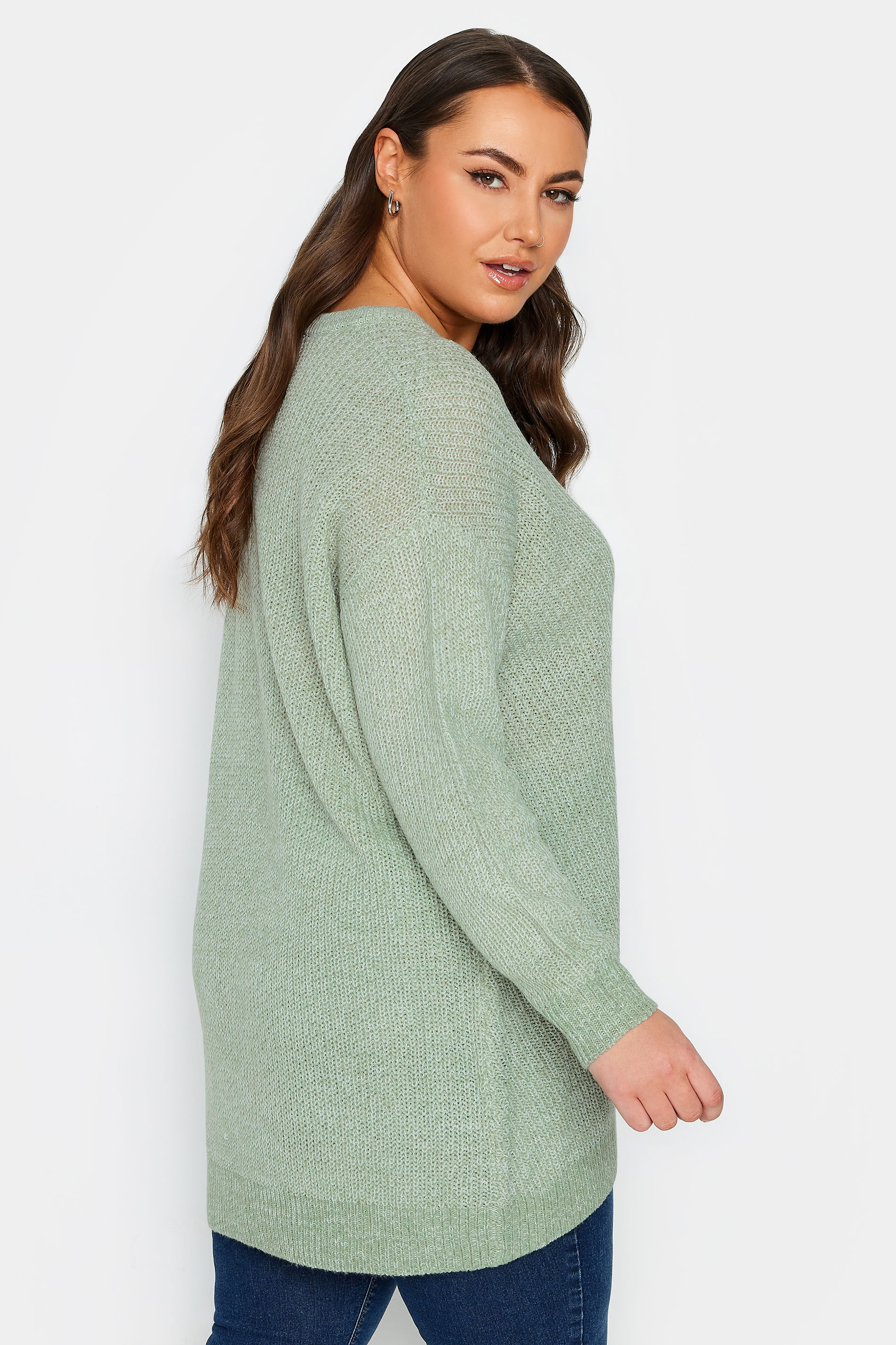 YOURS Plus Size Sage Green Essential Knitted Jumper | Yours Clothing 3