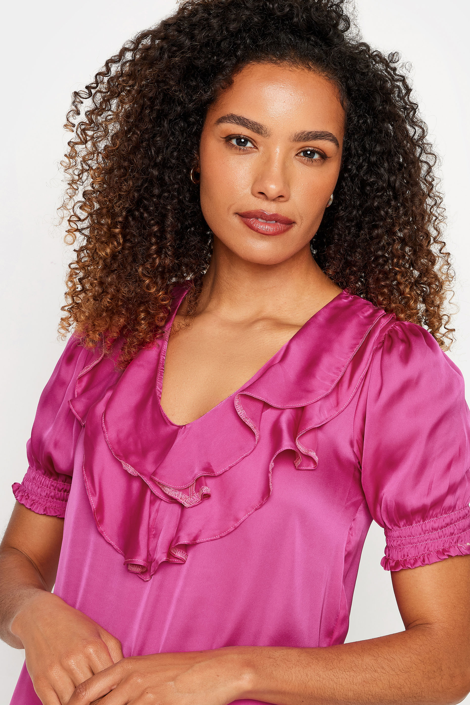 M&Co Dark Pink Frill Front Blouse | M&Co 4