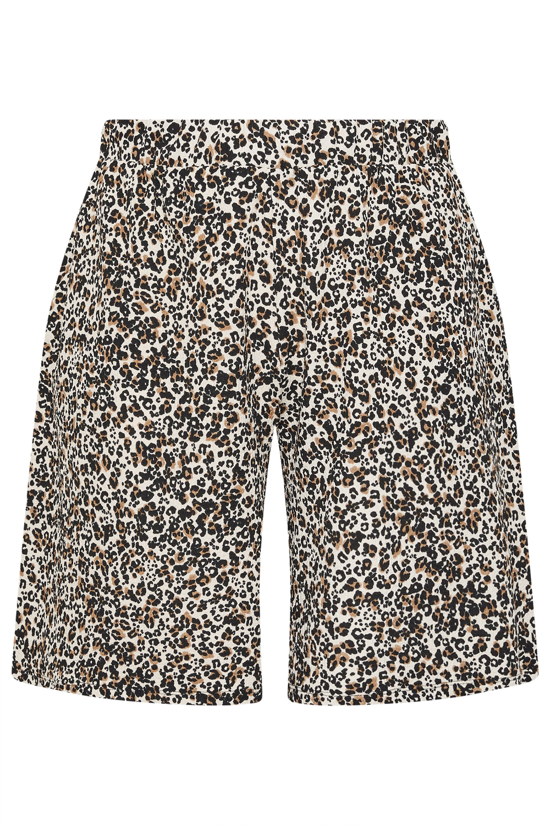 YOURS Plus Size Brown Leopard Textured Shorts | Yours Clothing 5