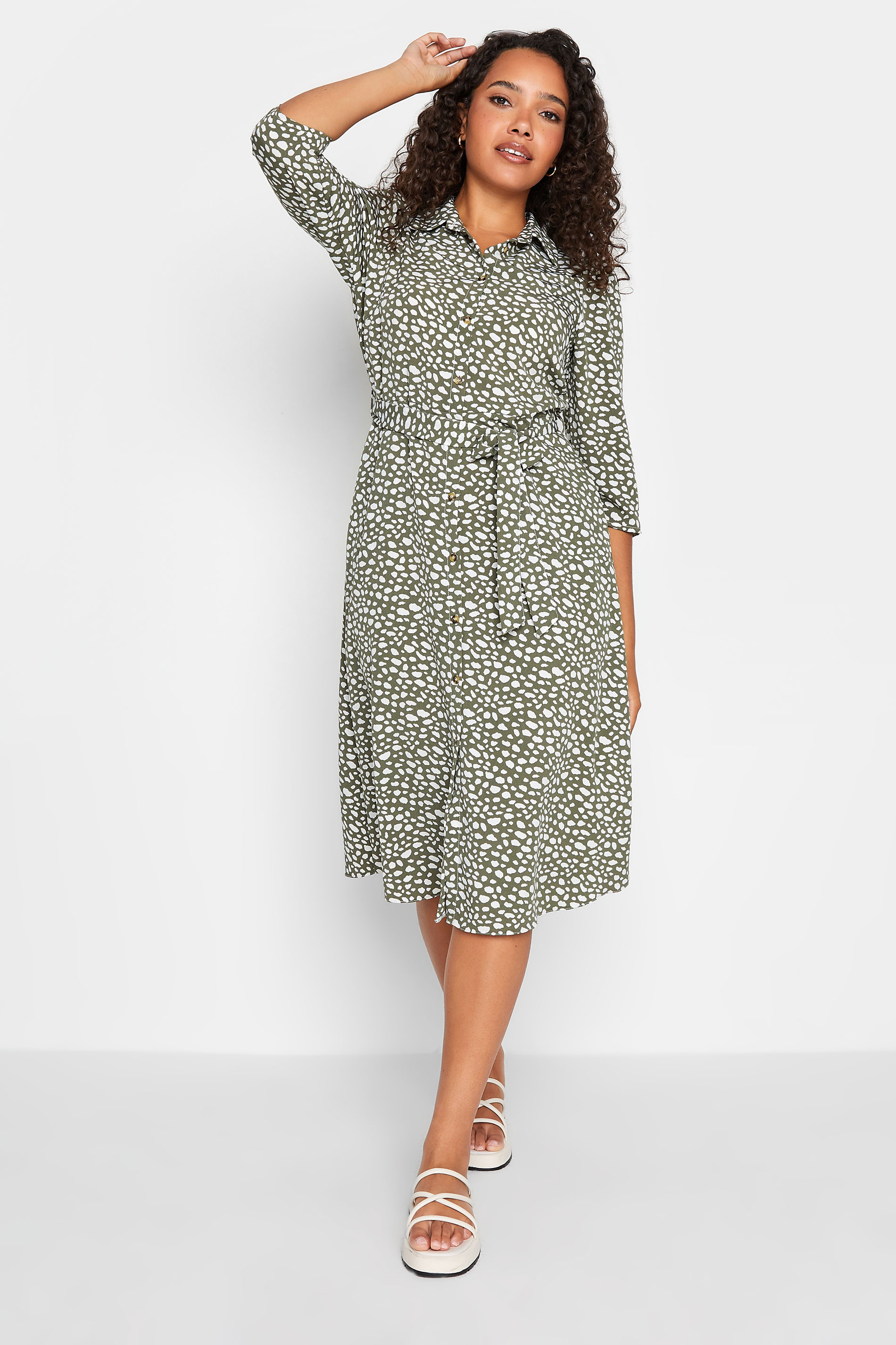 M&Co Green Spot Print Shirt Dress | M&Co 1