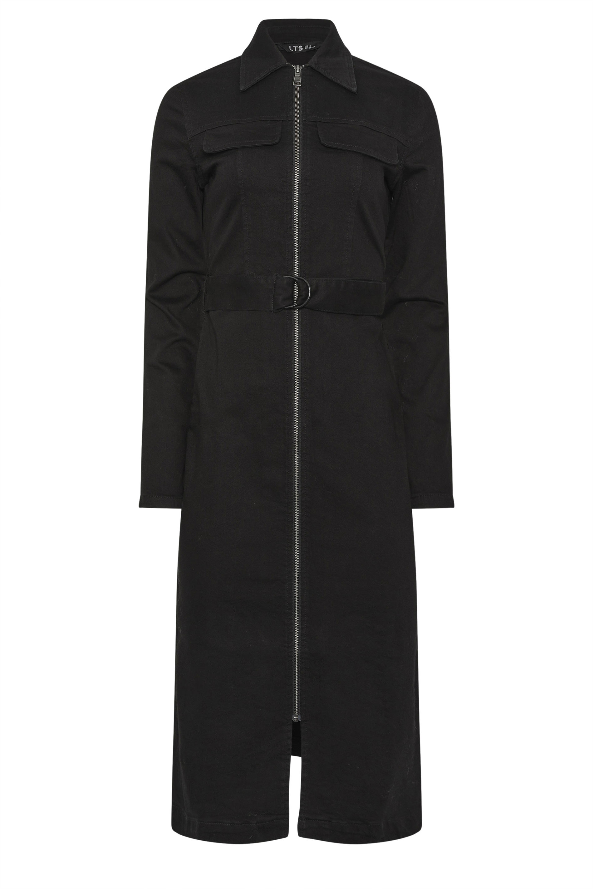 LTS Tall Women's Black Zip Through Denim Midi Dress | Long Tall Sally 5