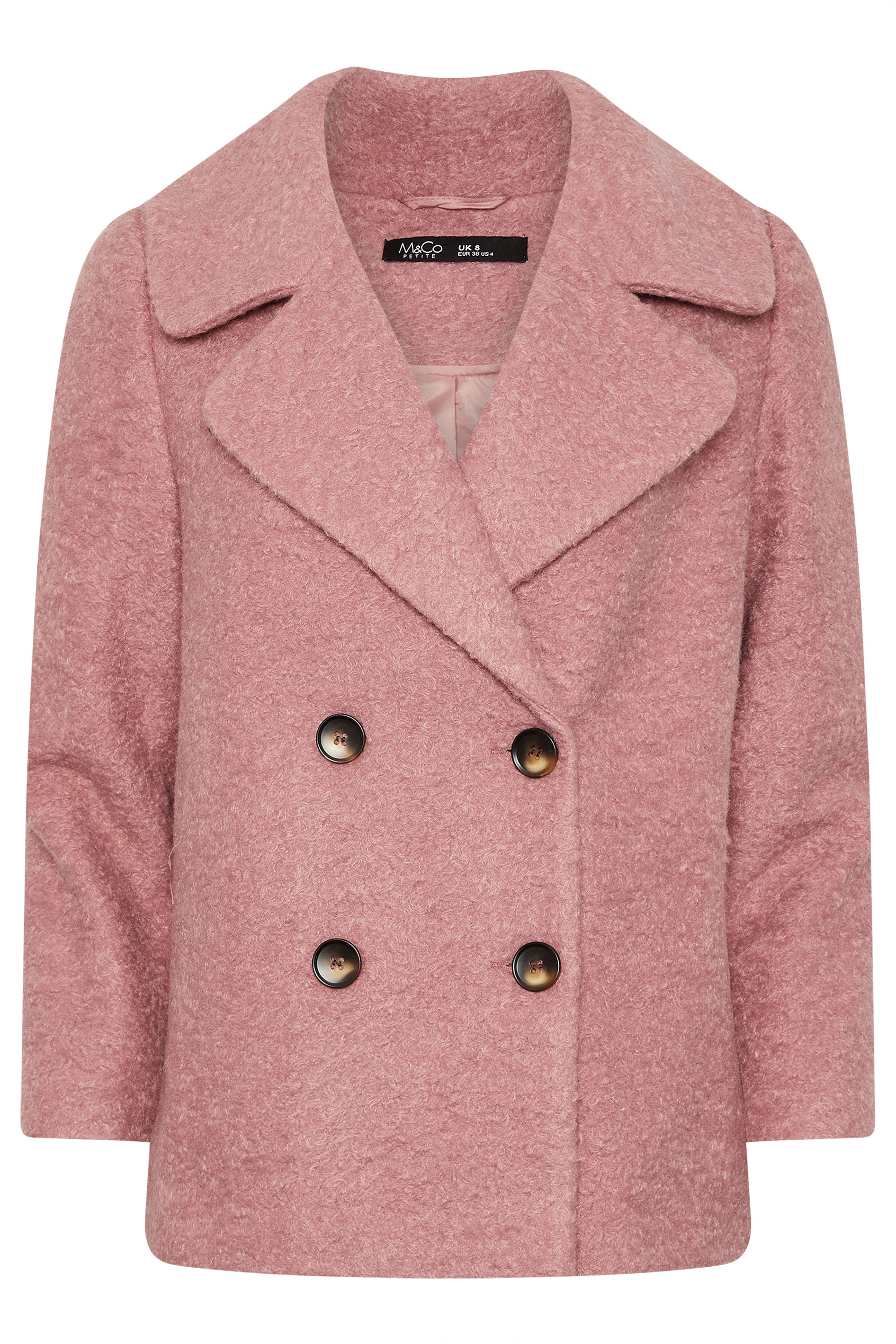 M&Co Petite Pink Double Breasted Boucle Jacket | M&Co 5