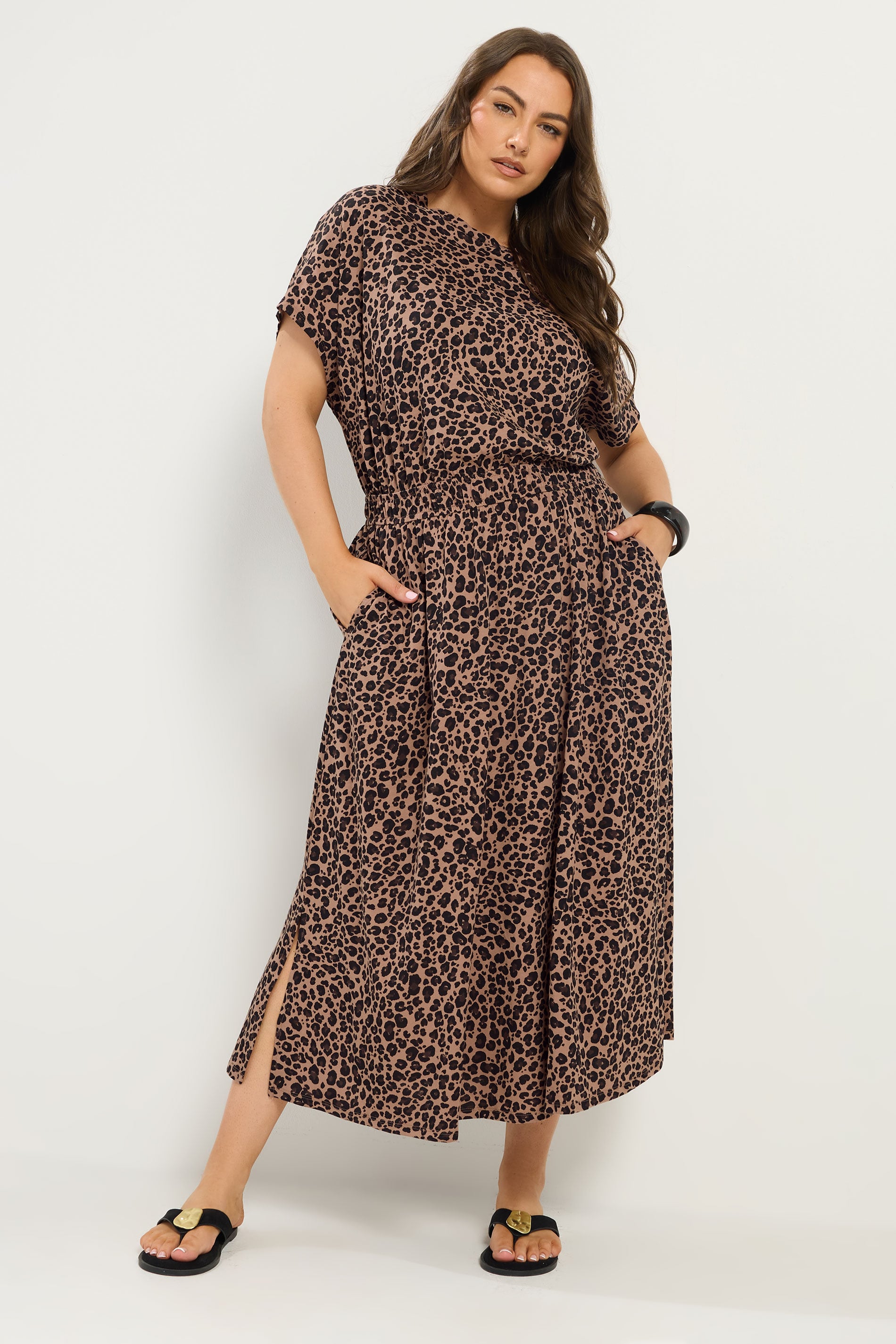 YOURS Plus Size Brown Leopard Maxi Dress | Yours Clothing 3