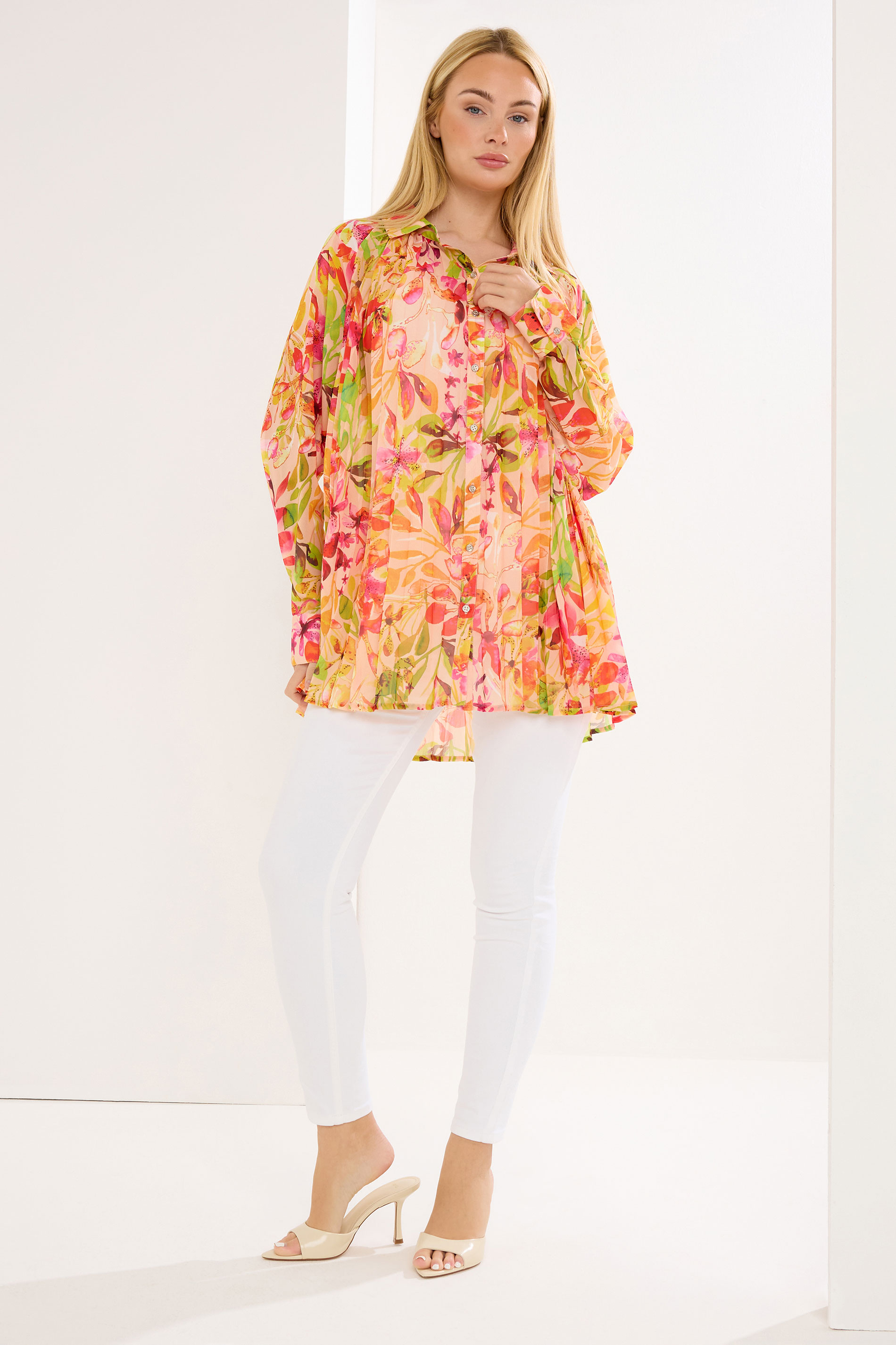 STAR Orange Floral Pleated Shirt | StarByJM 1