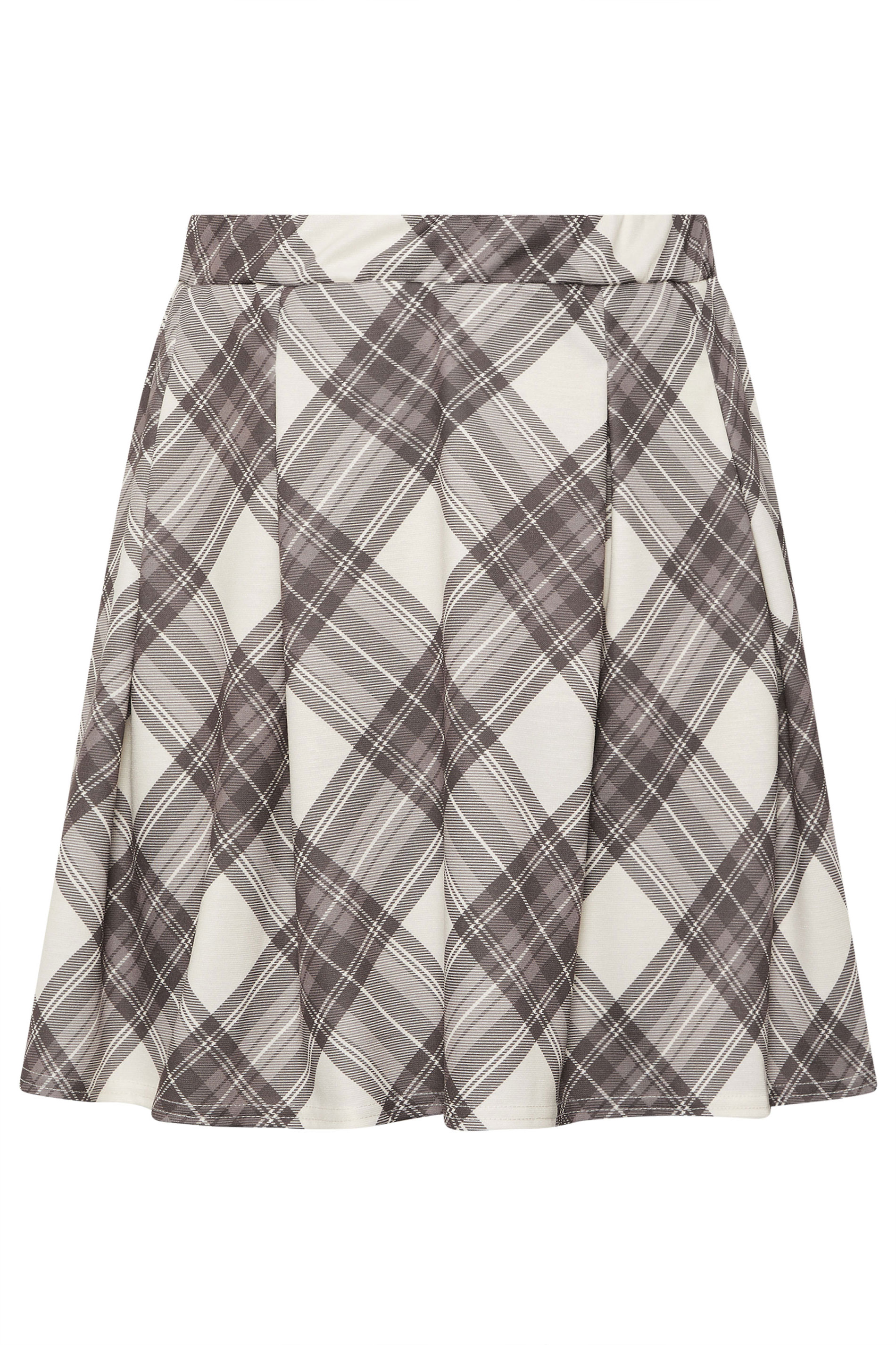 LIMITED COLLECTION Plus Size Natural Brown Check Pleated Skirt | Yours Clothing 5