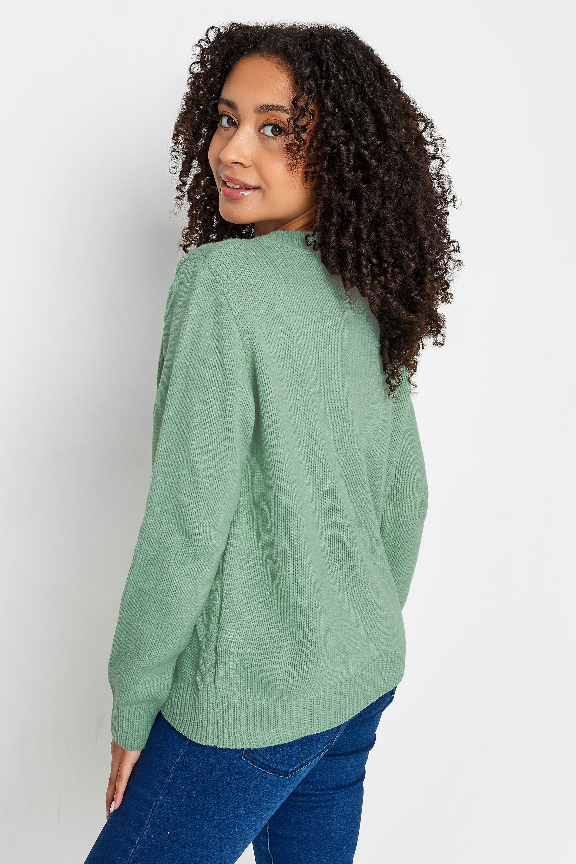 M&Co Petite Light Green Cable Knit Jumper | M&Co 2