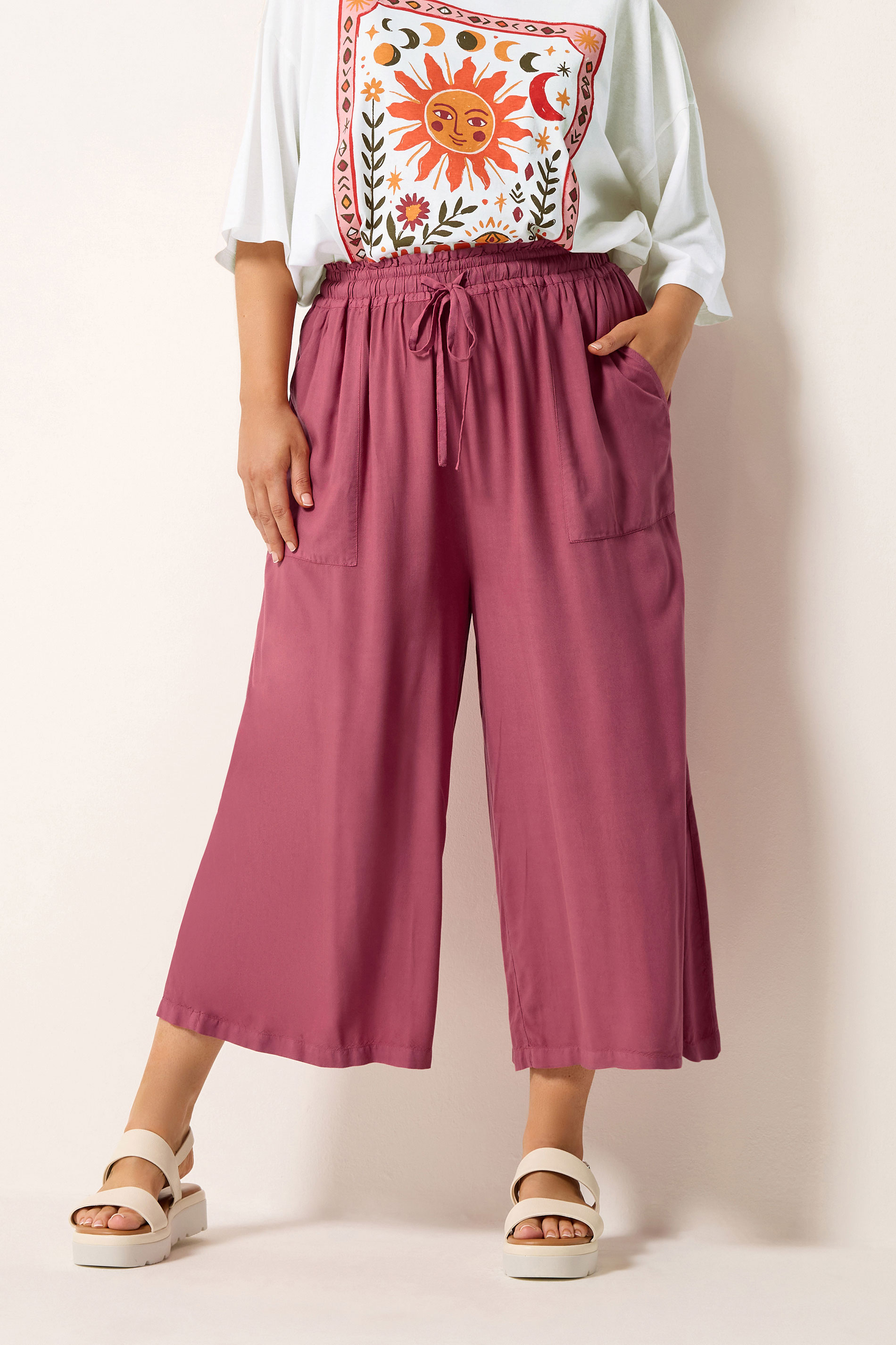 YOURS Plus Size Red Chambray Culottes | Yours Clothing 3