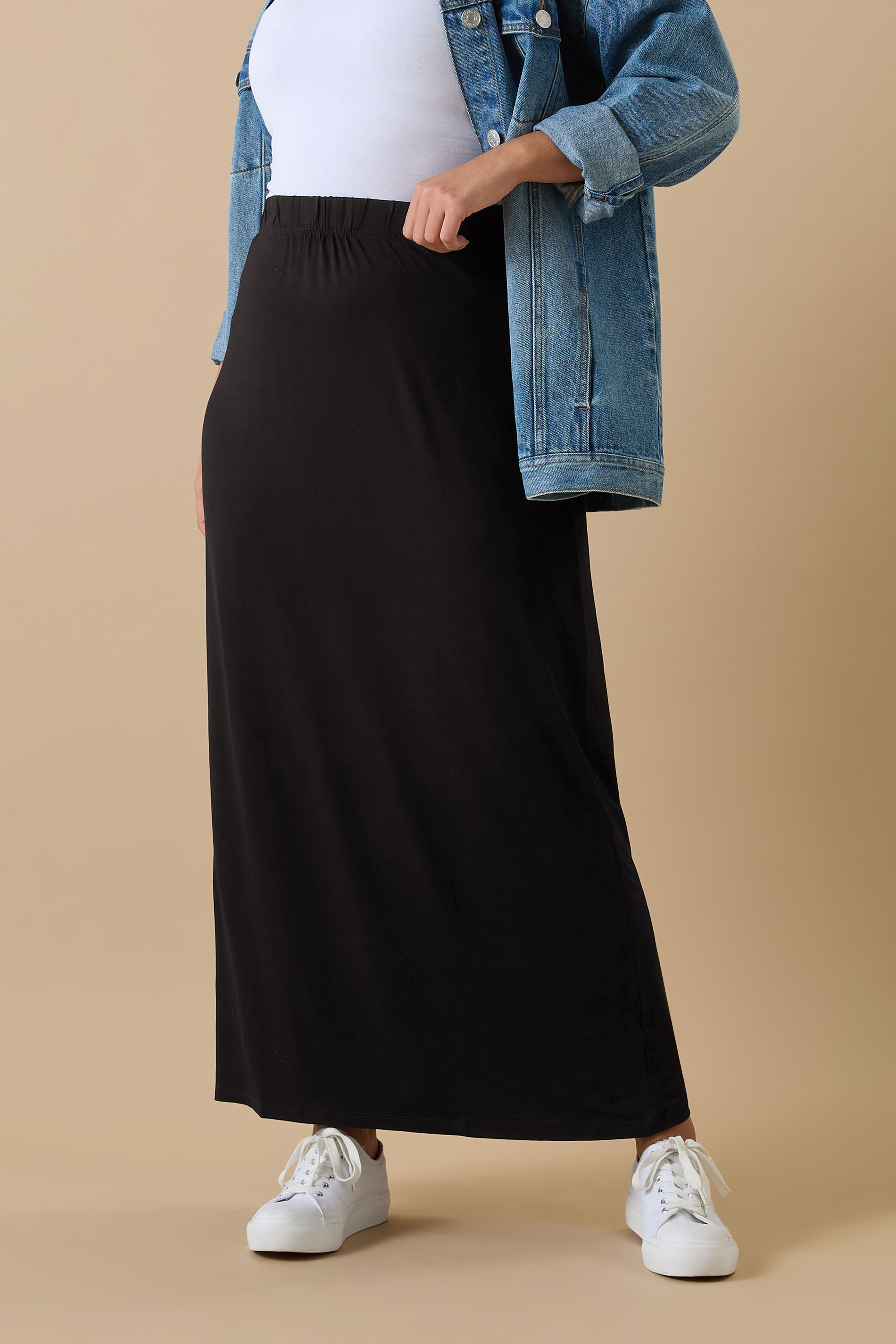 YOURS Plus Size Black Jersey Stretch Maxi Tube Skirt | Yours Clothing 3