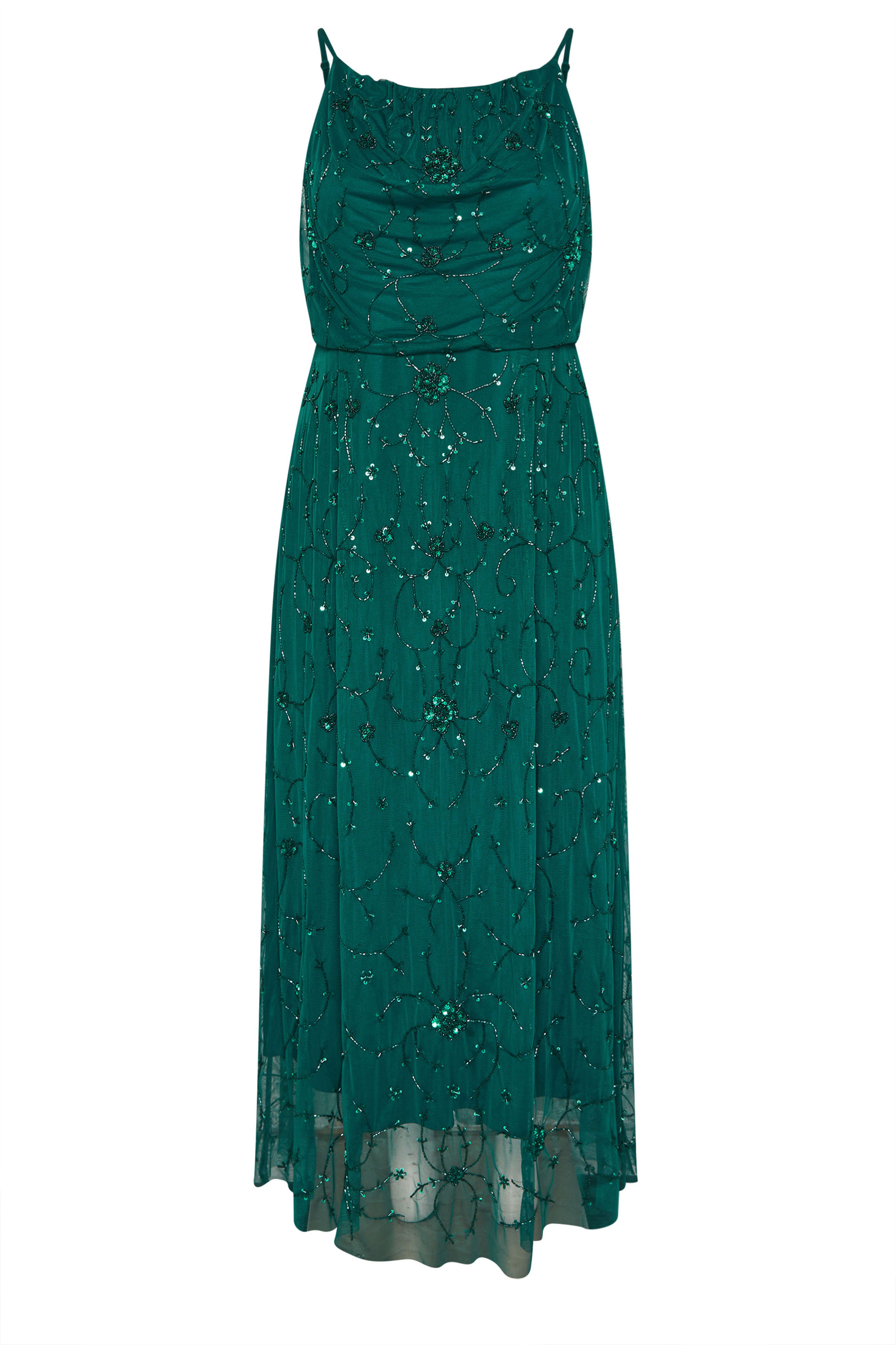 LUXE Plus Size Emerald Green Floral Hand Embellished Maxi Dress | Yours Clothing 6