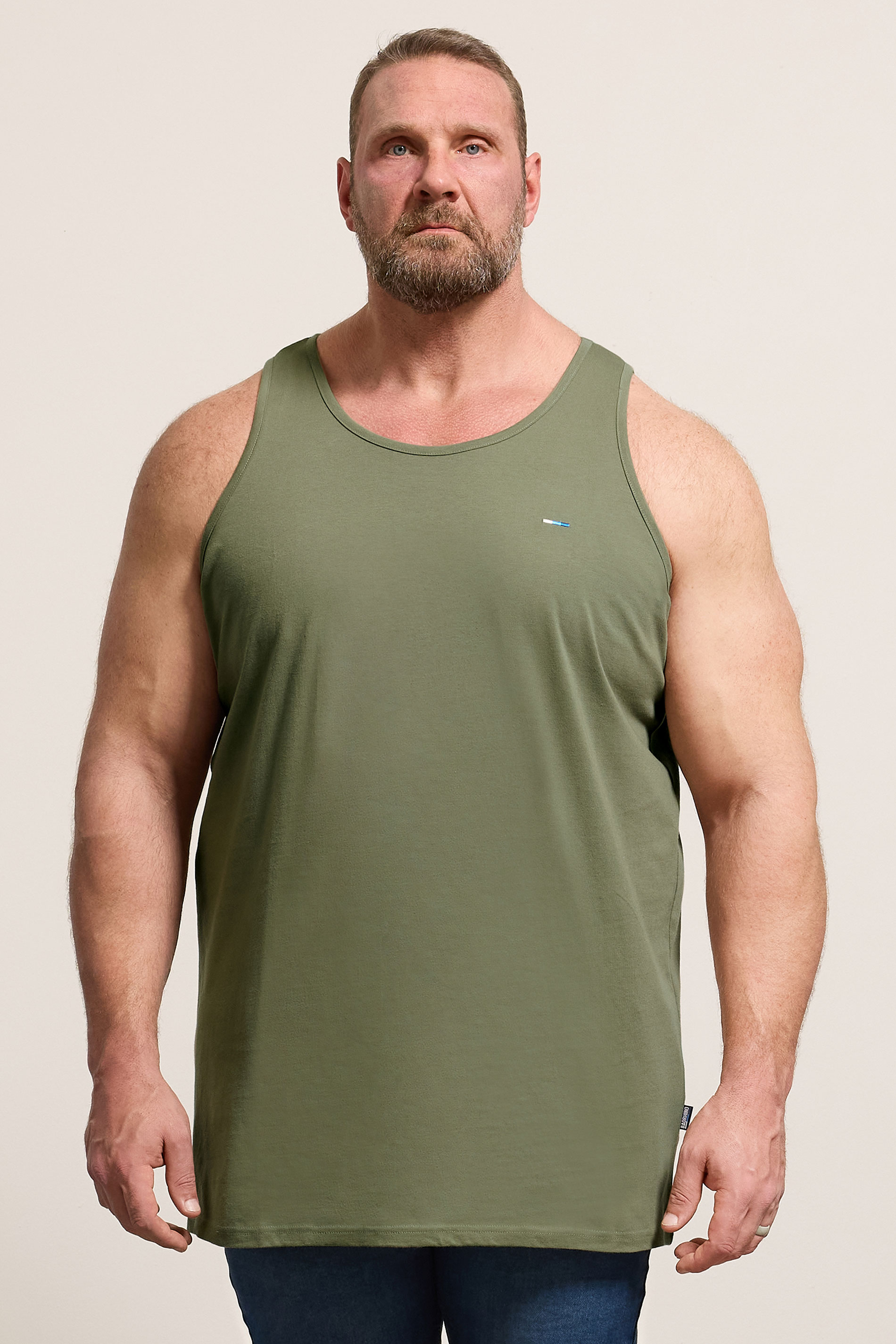 BadRhino Big & Tall 3 Pack Blue/Green/Brown Extra Long Plain Vest Top | BadRhino 2