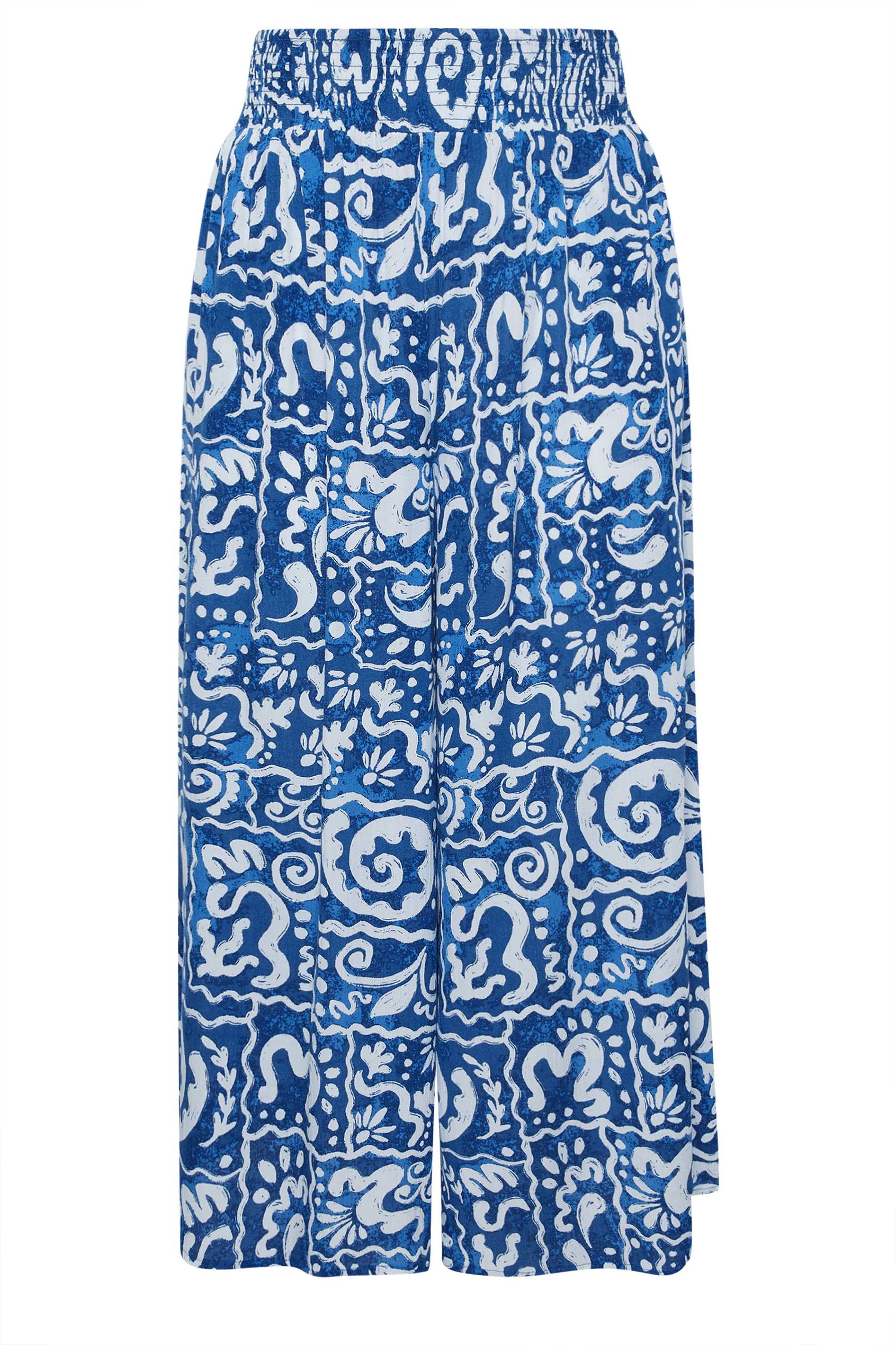 EVANS Plus Size Blue Abstract Print Wide Leg Trouser | Evans 6