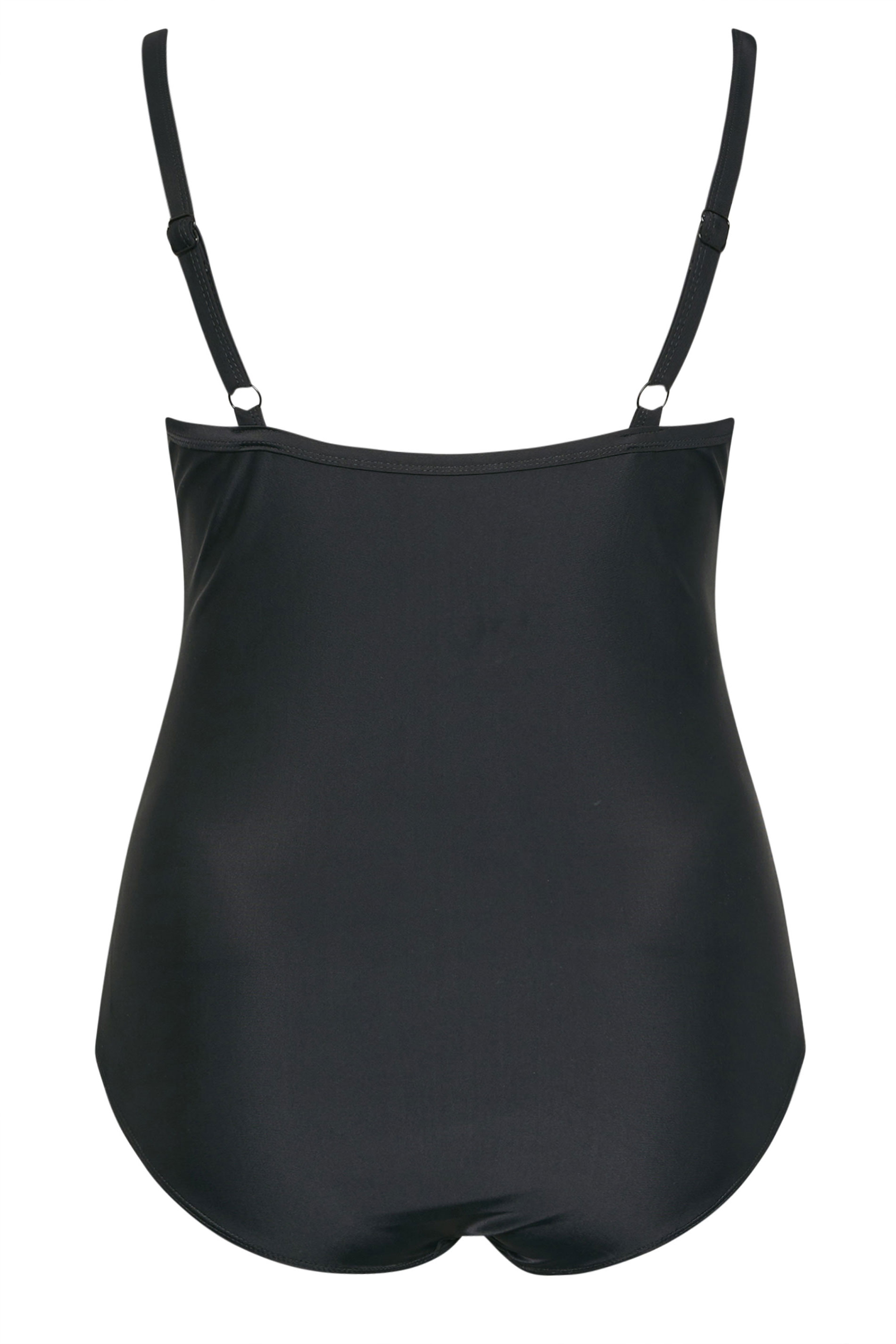 YOURS Plus Size Black & White Contrast Super Sculpt Swimsuit | Yours Clothing 9
