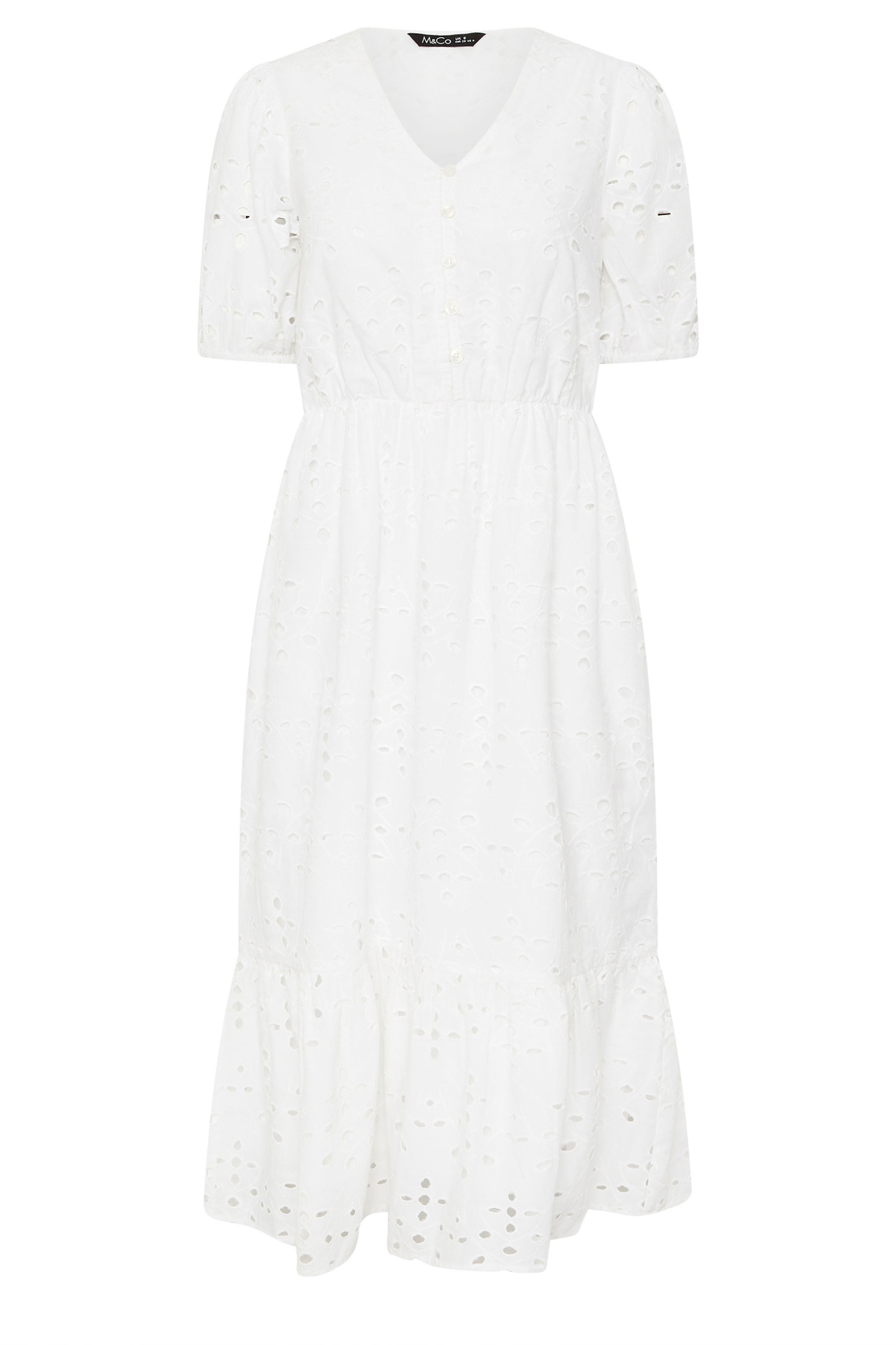 M&Co Petite White Cotton Broderie Tiered Dress | M&Co 7