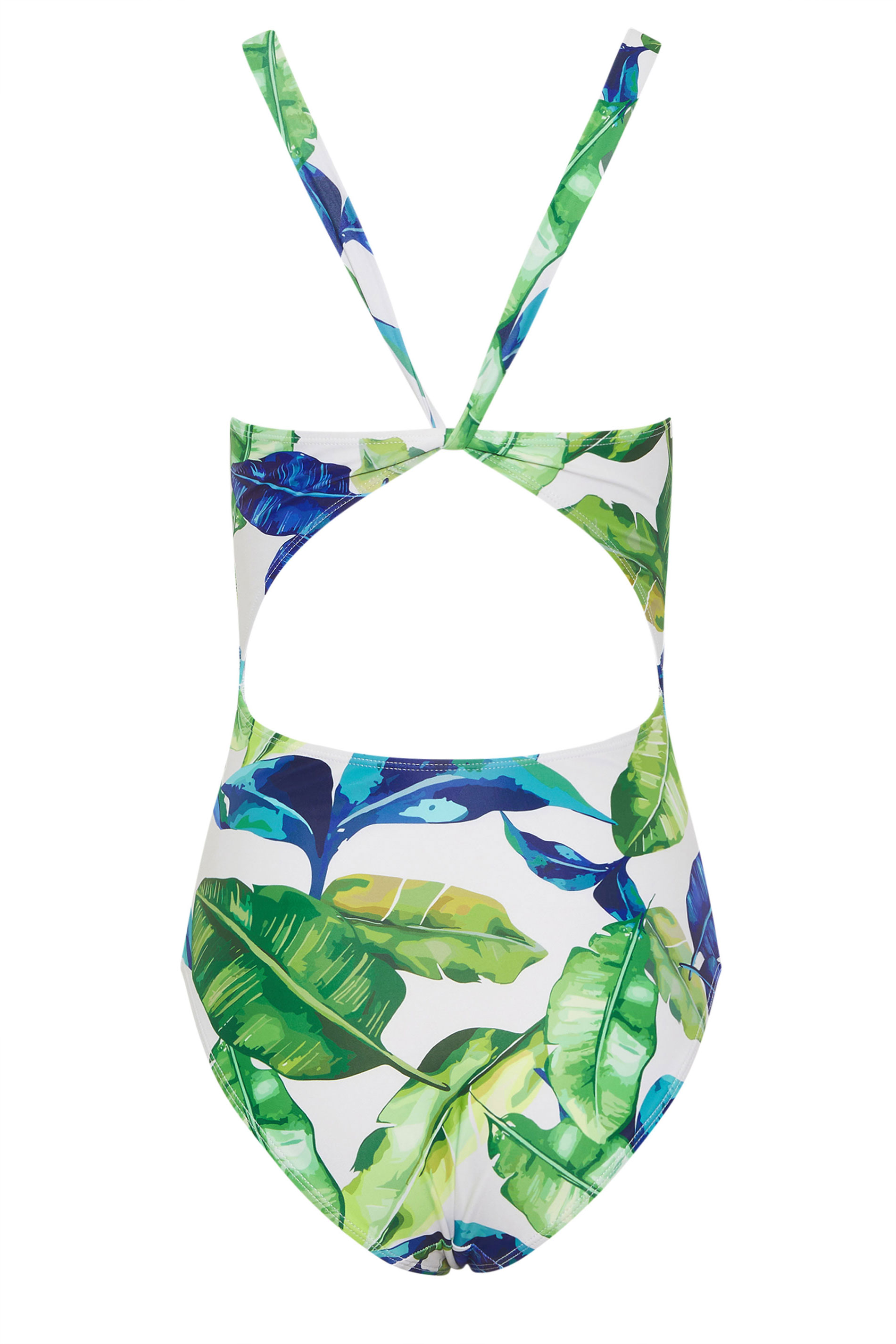 LTS Tall Women's White Palm Leaf Twist Back Swimsuit | Long Tall Sally 7