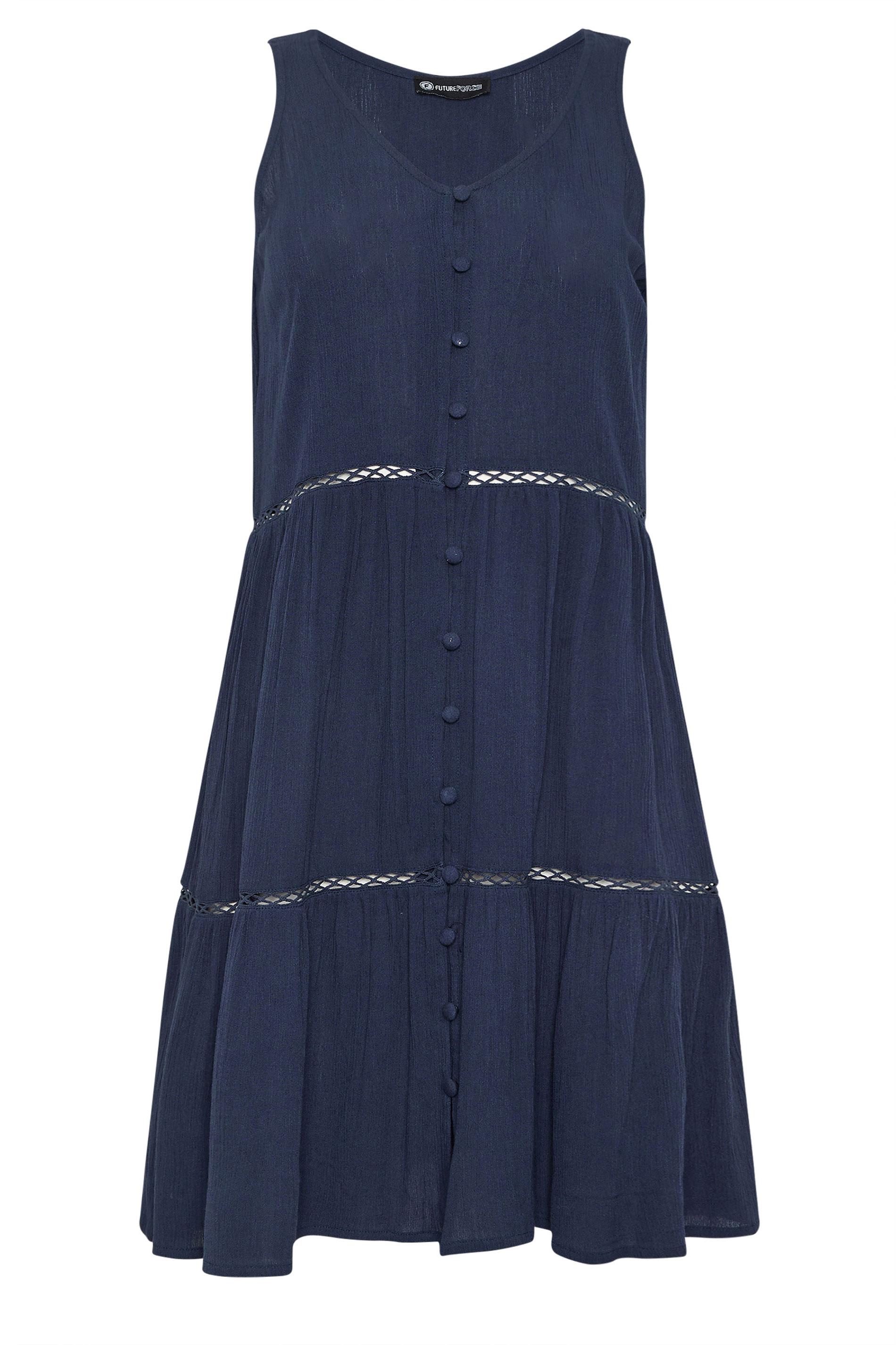 M&Co Navy Blue Button Front Beach Dress | M&Co 7