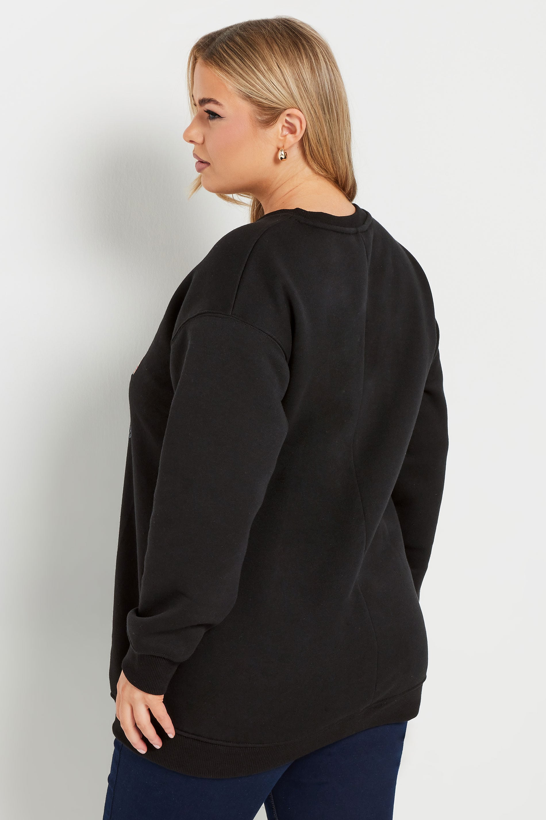YOURS Plus Size Black Teddy Bear Christmas Print Sweatshirt | Yours Clothing 4