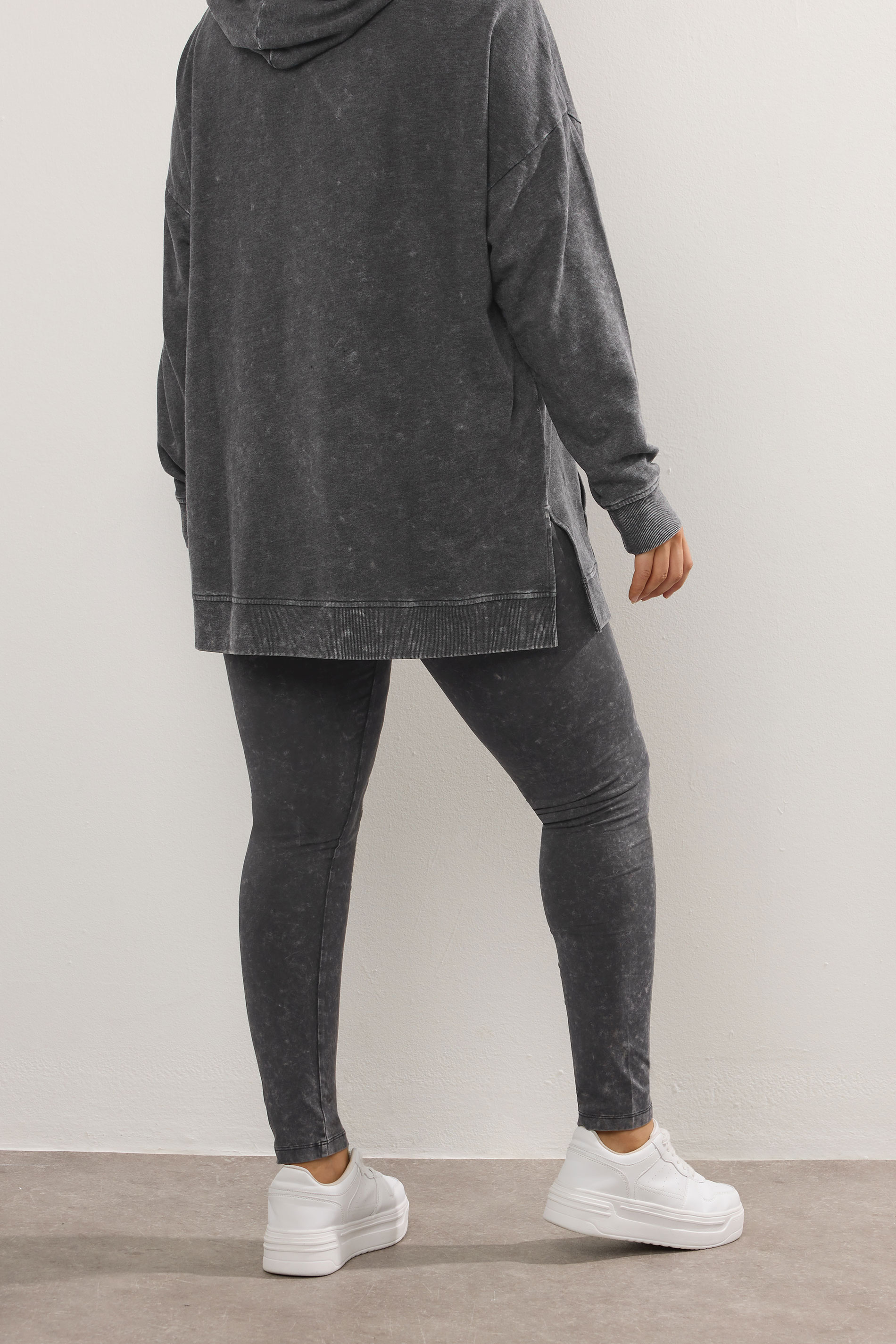 YOURS Plus Size Black Acid Wash Leggings | Yours Clothing 2