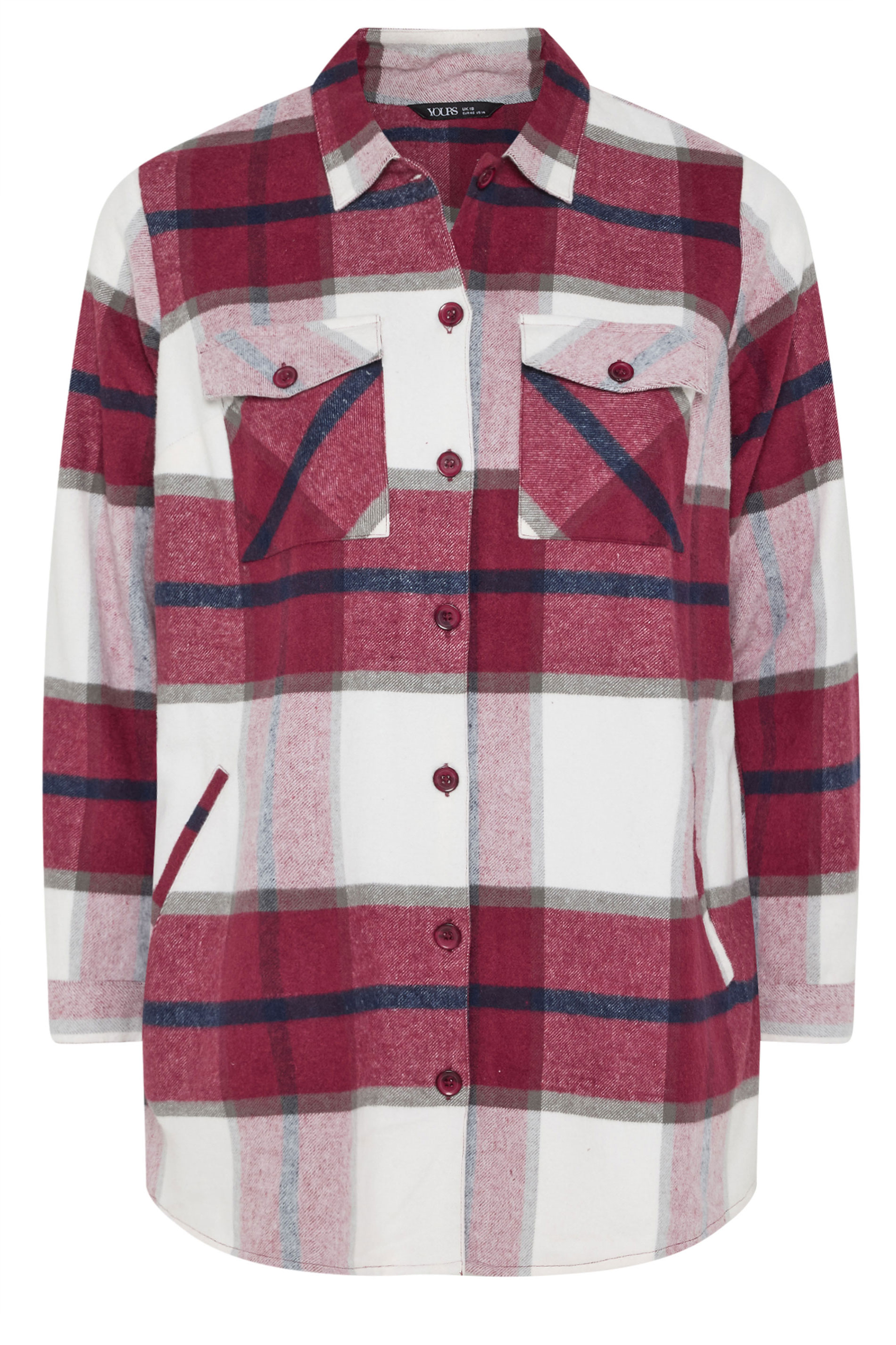 YOURS Plus Size Red & White Check Shacket | Yours Clothing 5