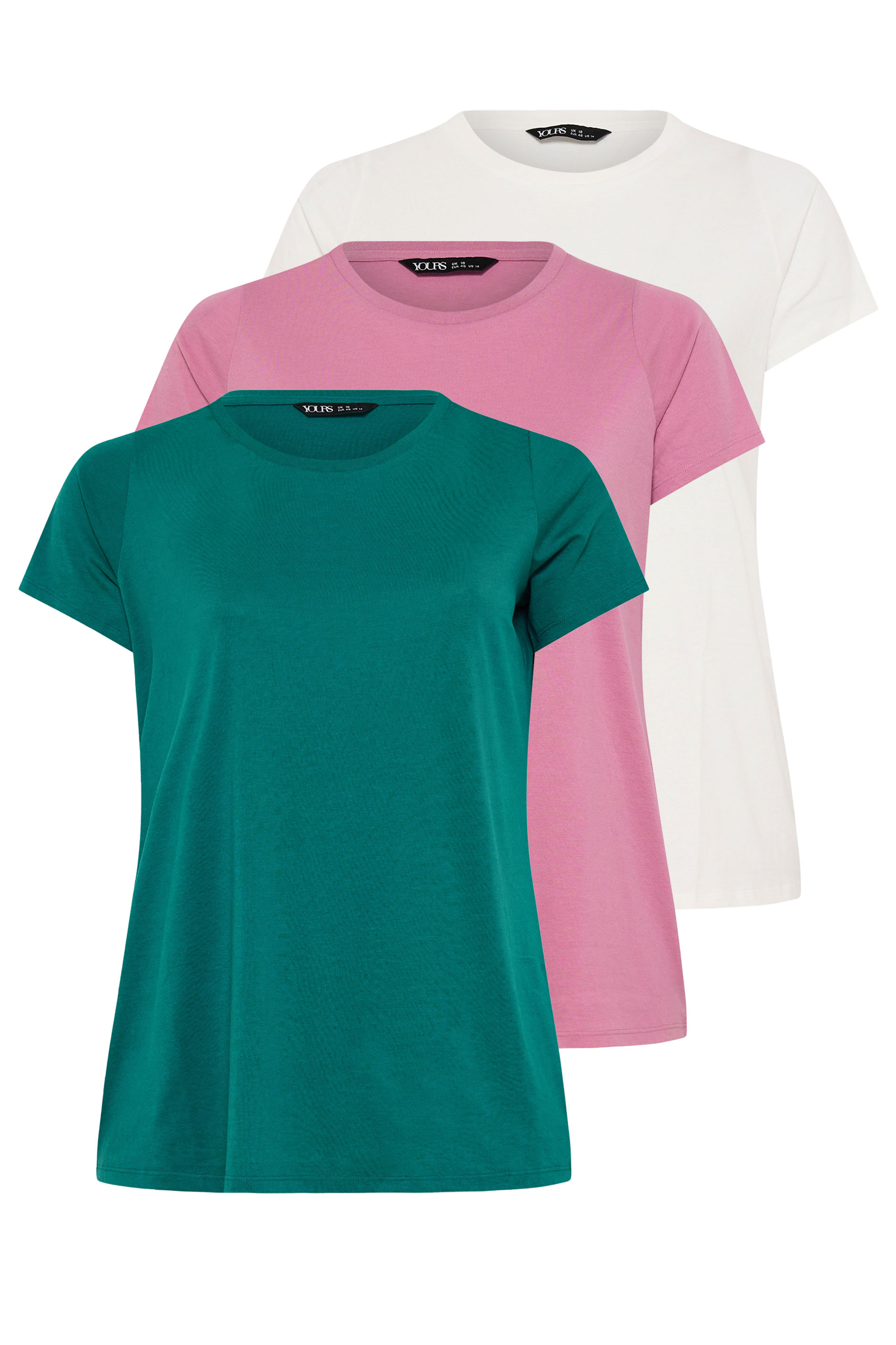 YOURS Plus Size 3 PACK Pink & Green Core T-Shirts | Yours Clothing 9