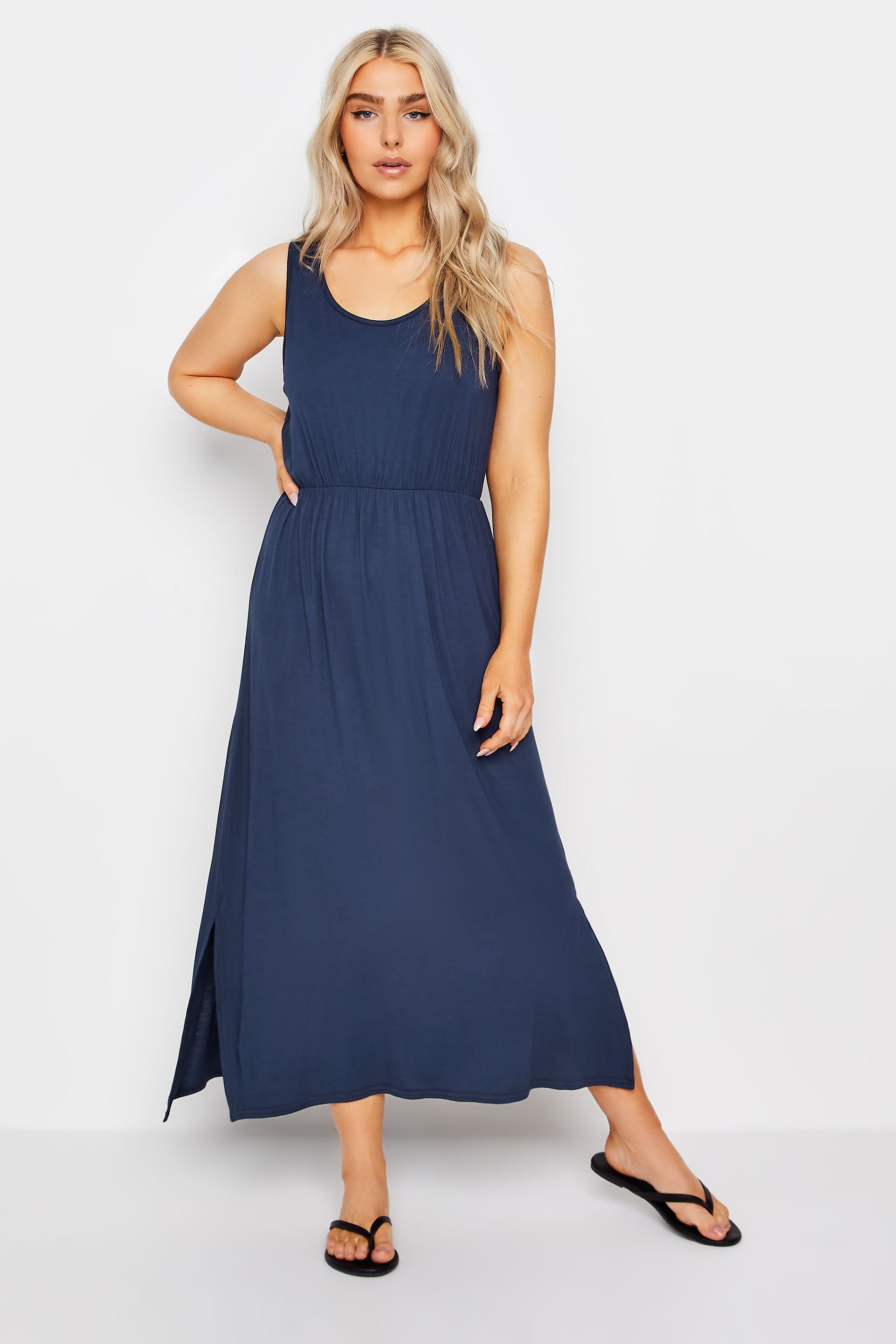 M&Co Navy Blue Scoop Neck Jersey Maxi Dress | M&Co 2