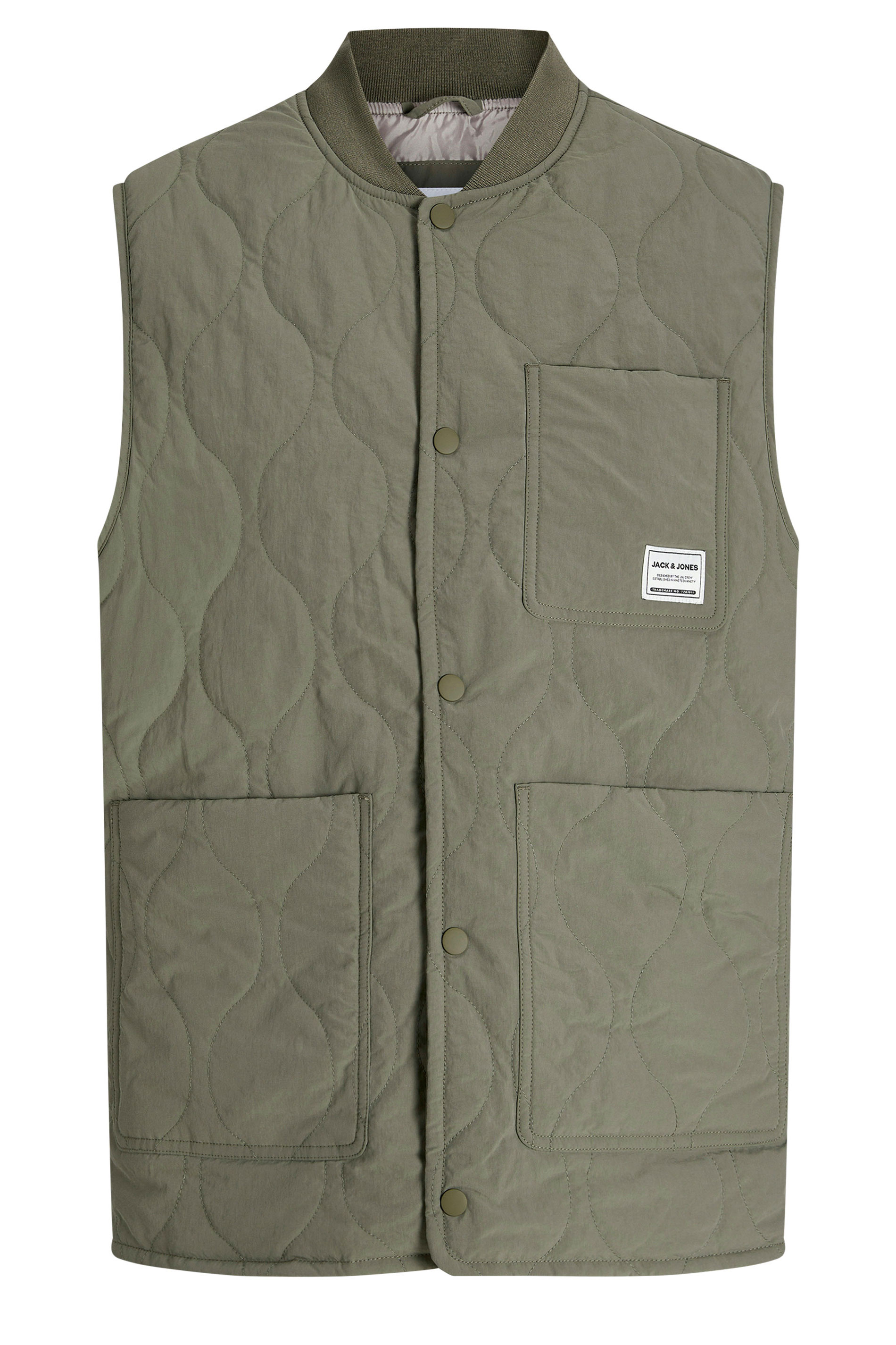JACK & JONES Big & Tall Olive Green Liner Vest | BadRhino 2