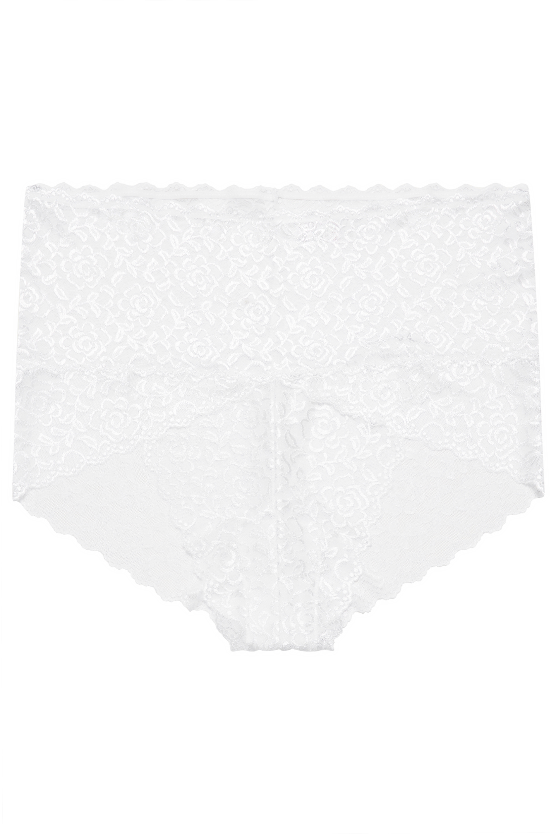 YOURS Curve White Hi Shine Lace Deep Waistband Full Briefs | Yours Clothing 2