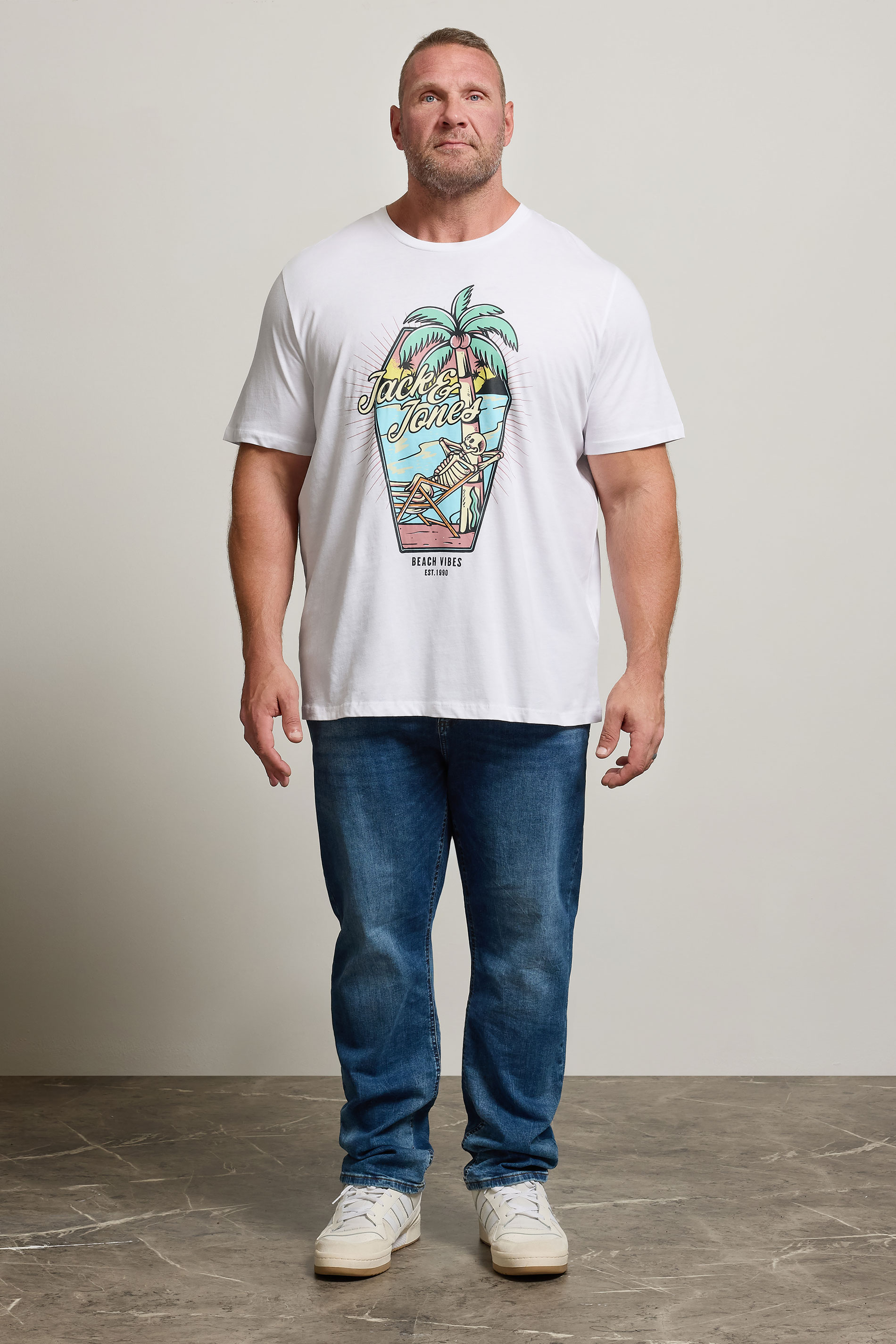 JACK & JONES Big & Tall White Jelijah Short Sleeve T-Shirt | BadRhino 1