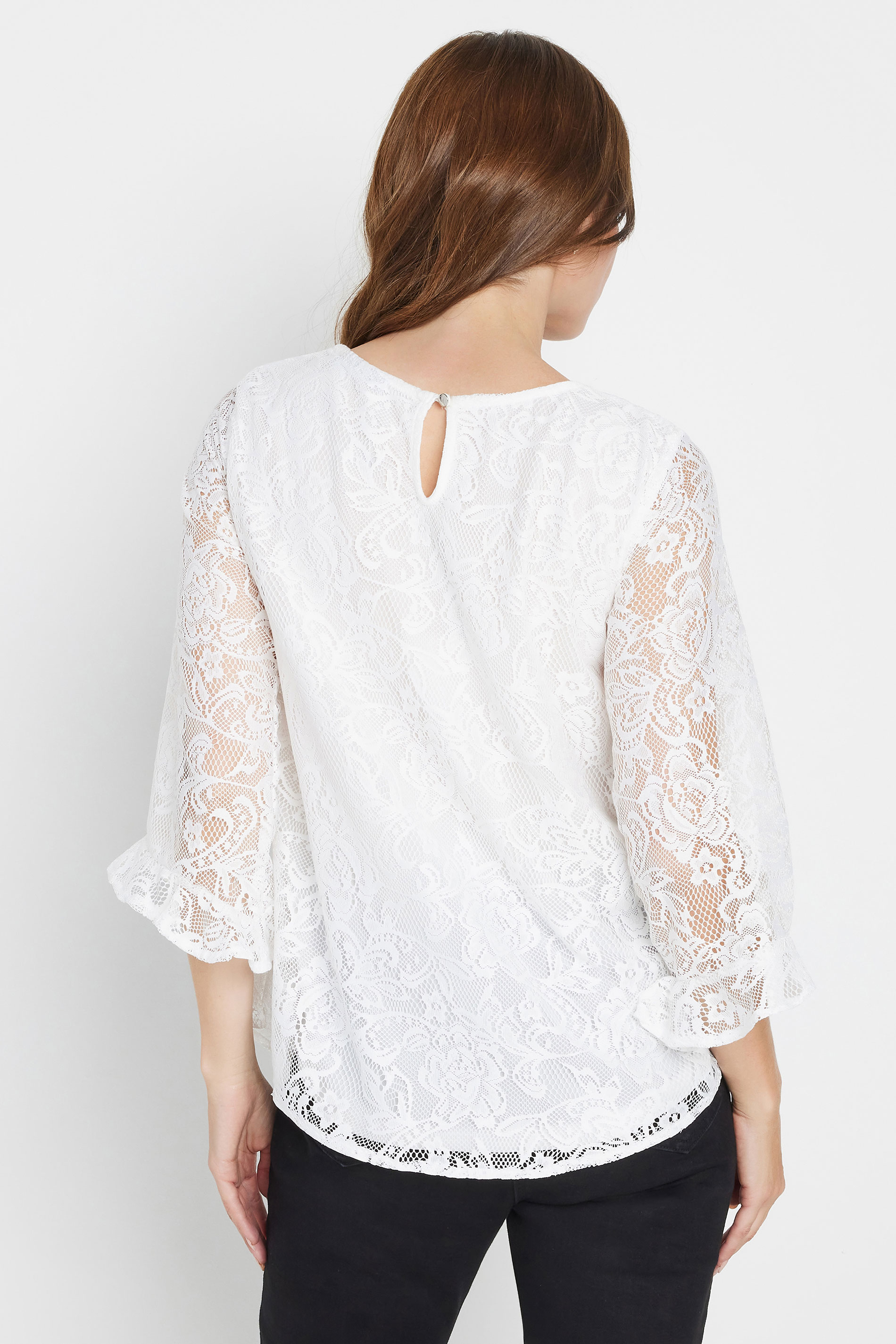 M&Co White Floral Lace Long Sleeve Blouse | M&Co  2