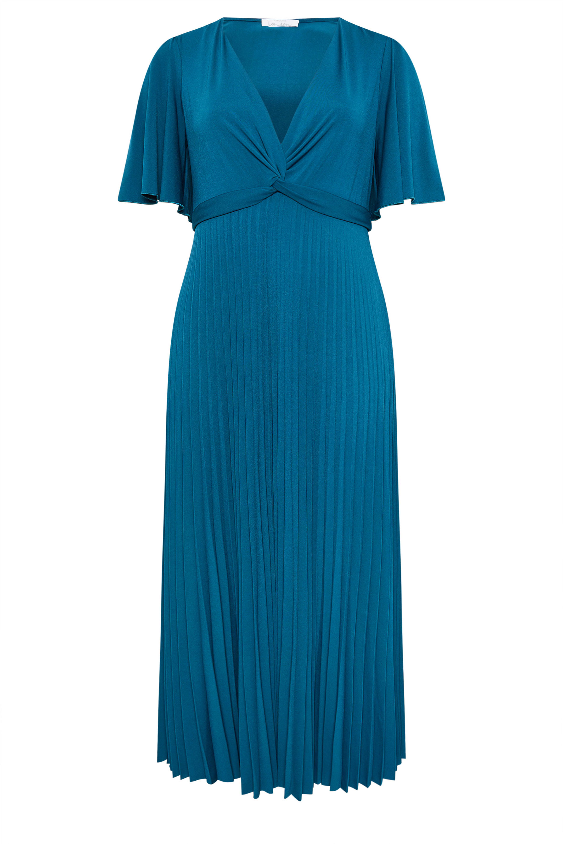 YOURS LONDON Plus Size Teal Blue Knot Pleated Maxi Dress | Yours Clothing 5