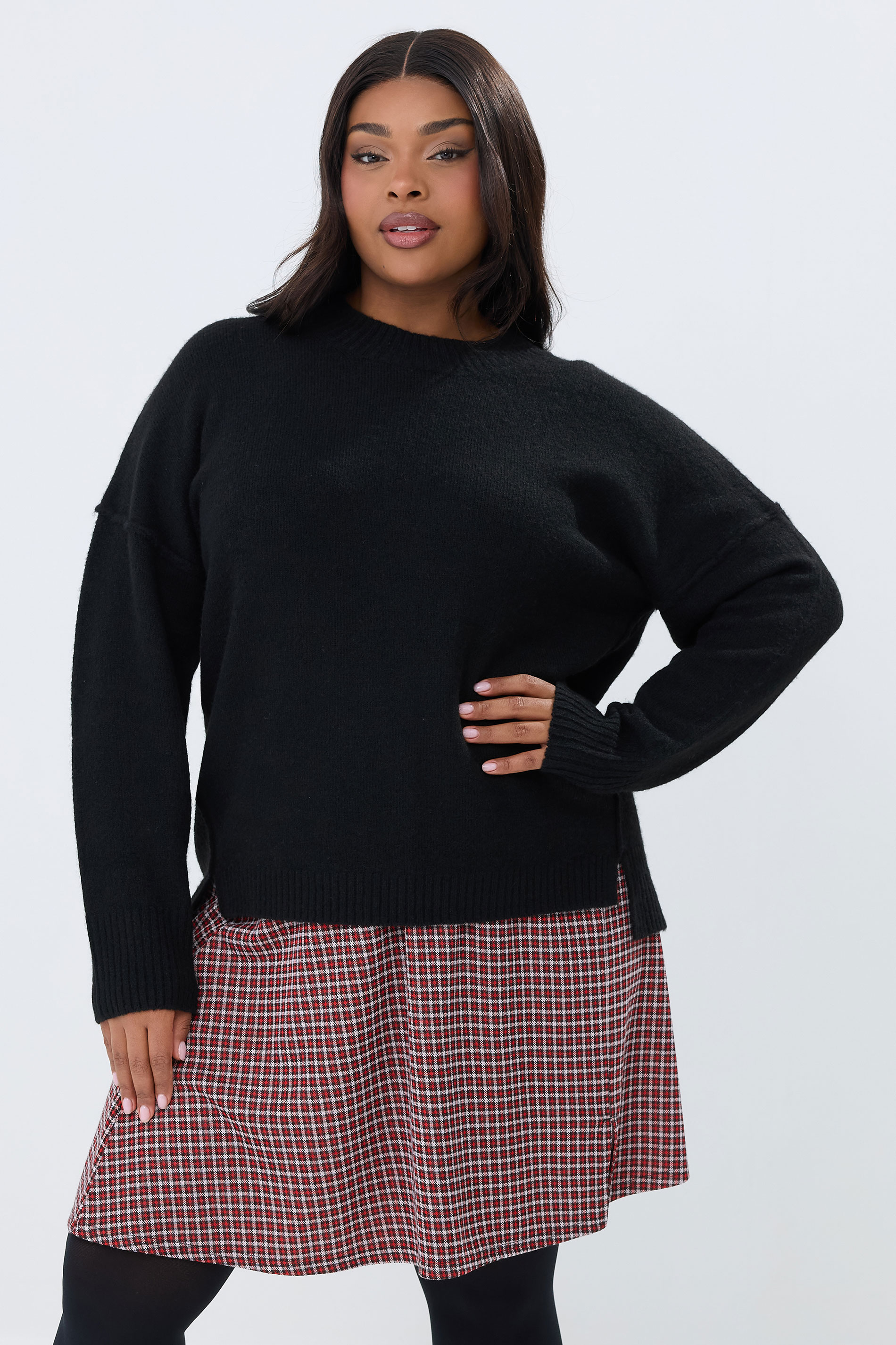 YOURS Plus Size Red Check Mini Skirt | Yours Clothing 3