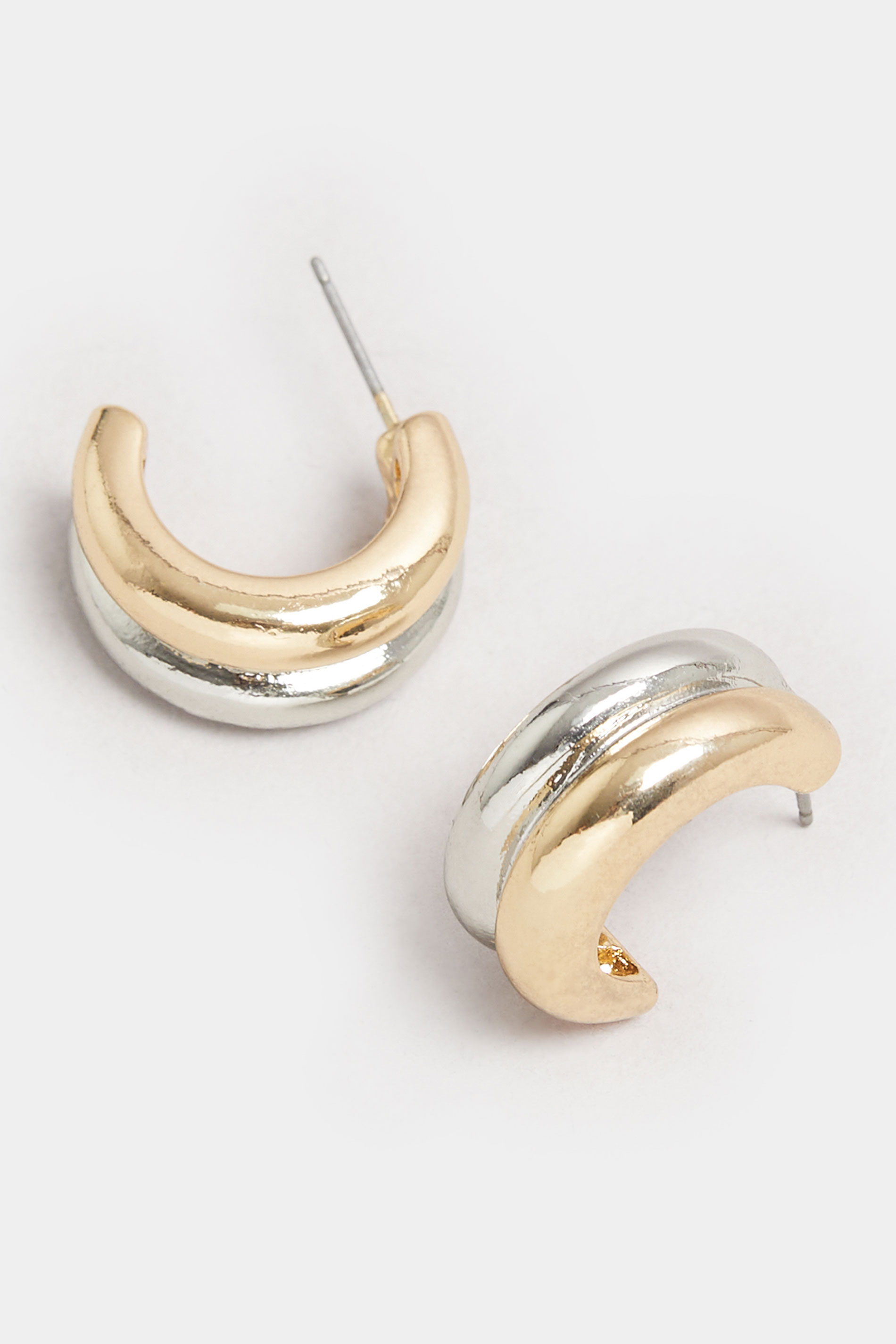 Two Tone Silver & Gold Chunky Hoop Earrings | Yours Clothing 2