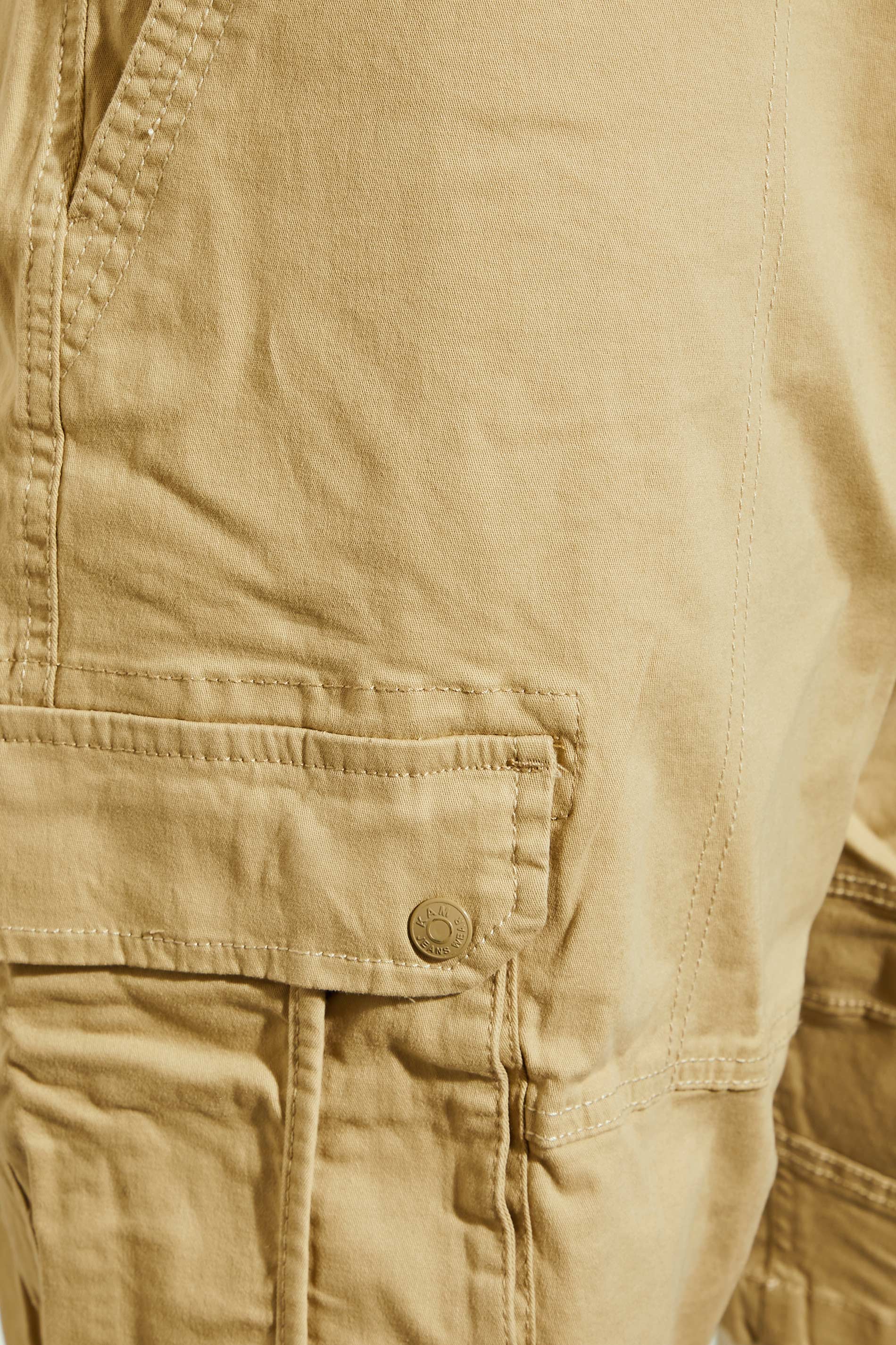 KAM Beige Brown Canvas Cargo Shorts | BadRhino 2