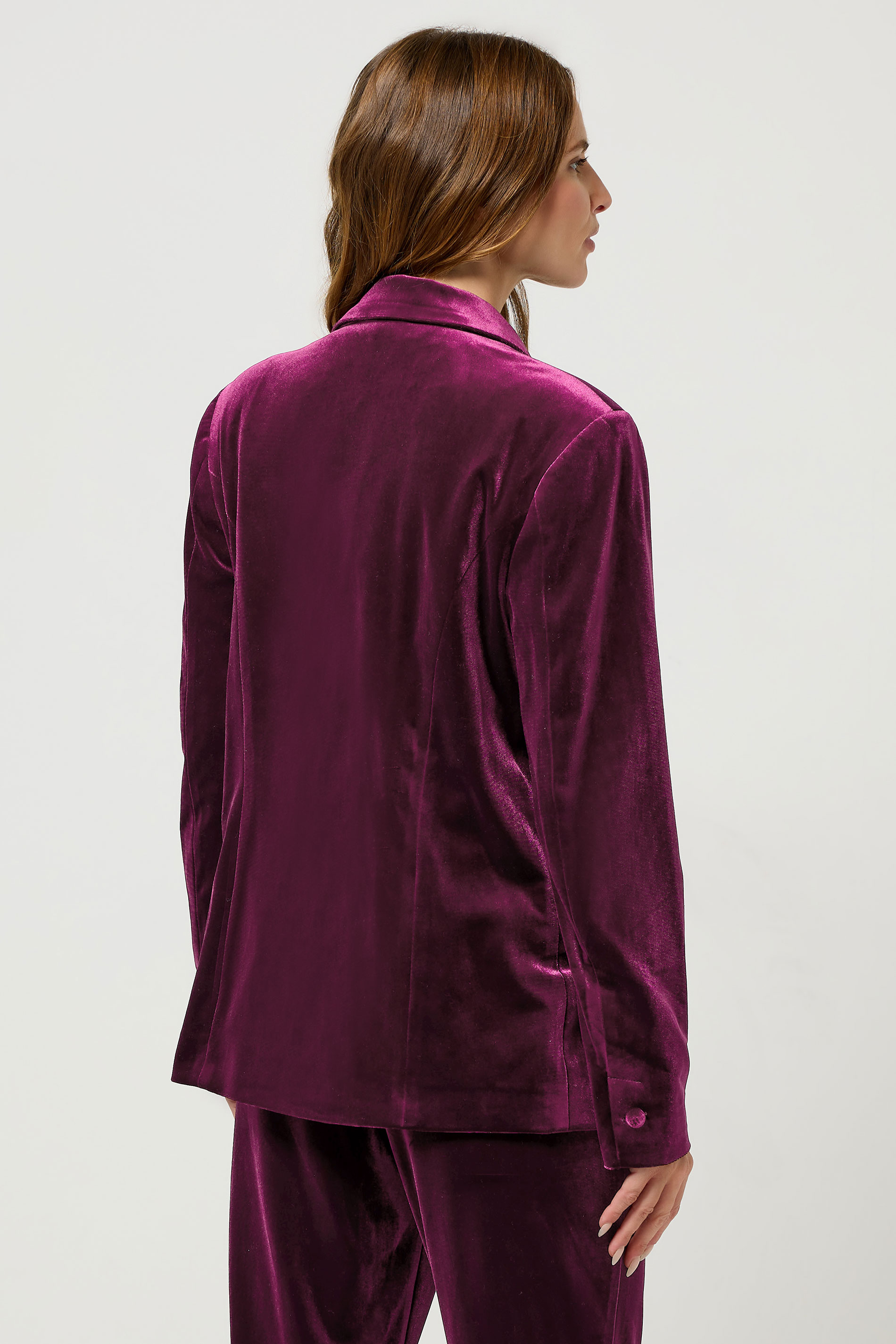 M&Co Berry Red Velvet Blazer | M&Co 4