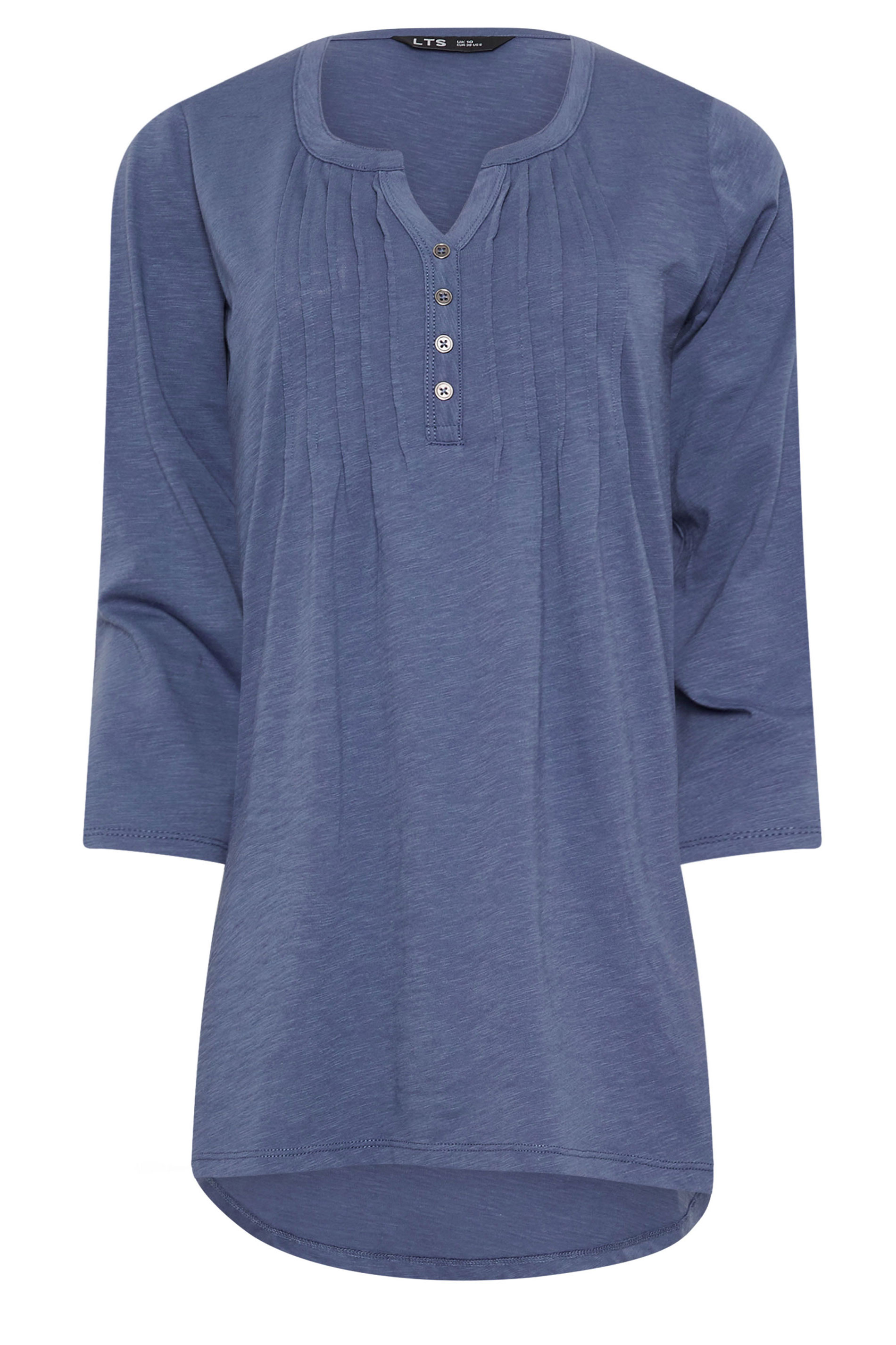 LTS Tall 2 PACK Blush Pink & Blue Cotton Henley Tops | Long Tall Sally 9