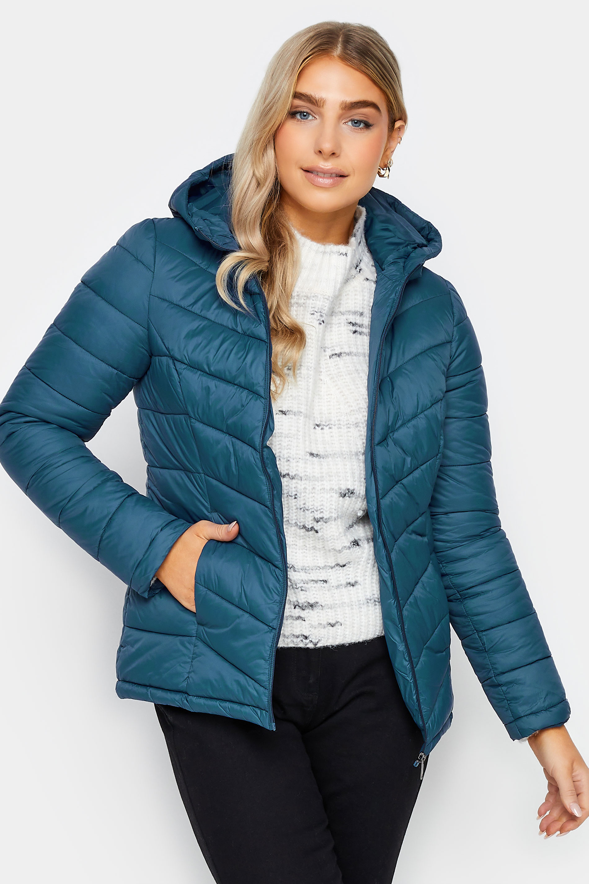 M&Co Teal Blue Quilted Jacket | M&Co 1