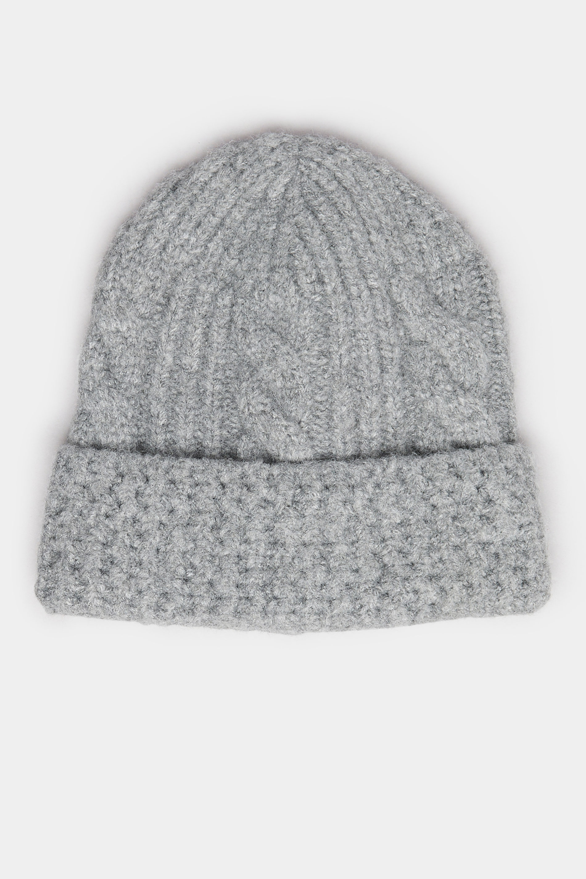 Grey Cable Knit Beanie Hat | Yours Clothing 3
