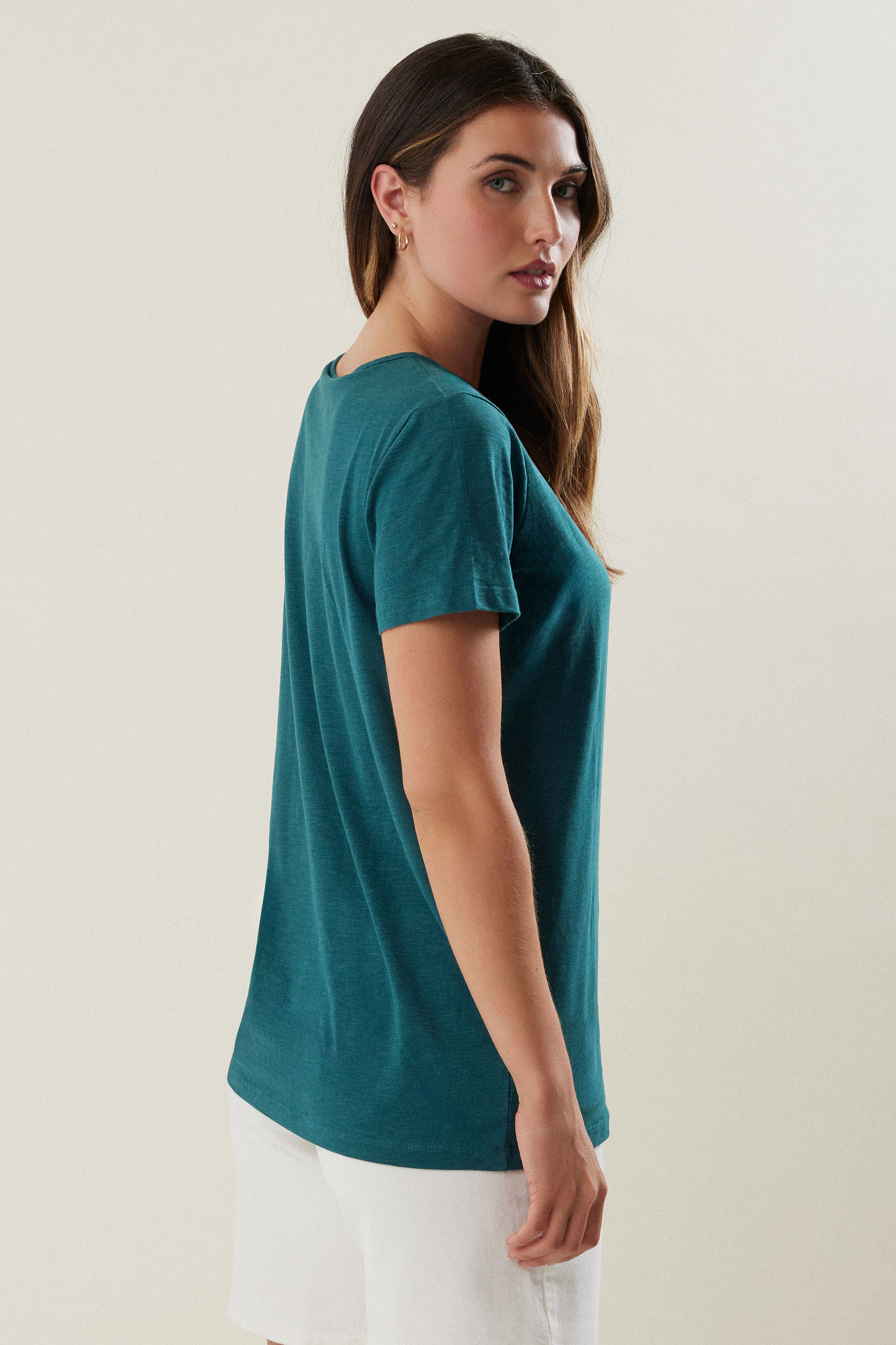 LTS Tall Women's Blue V-Neck Short Sleeve Cotton T-Shirt | Long Tall Sally 2