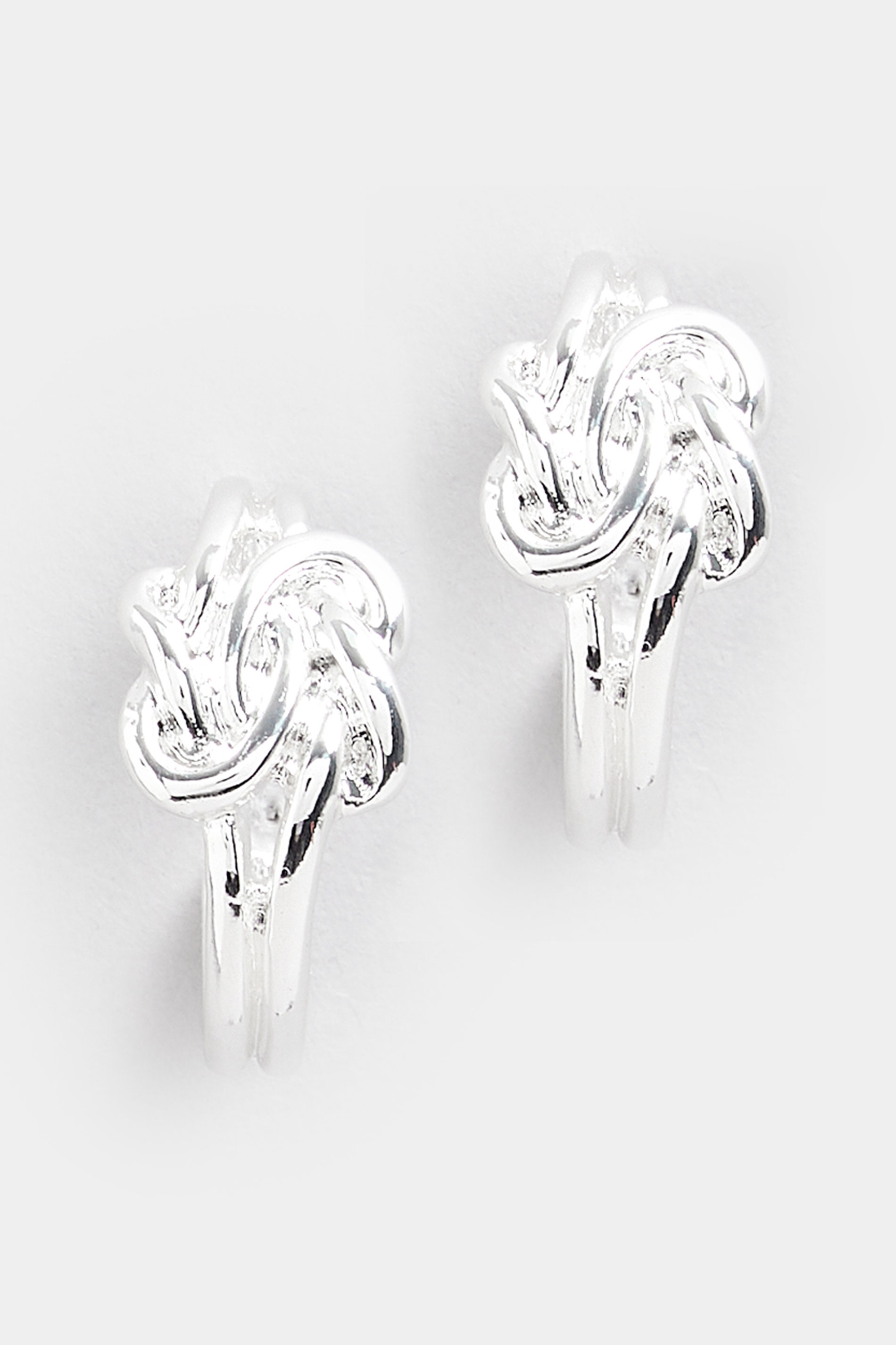 Silver Tone Knot Hoop Earrings | Yours Clothing 3