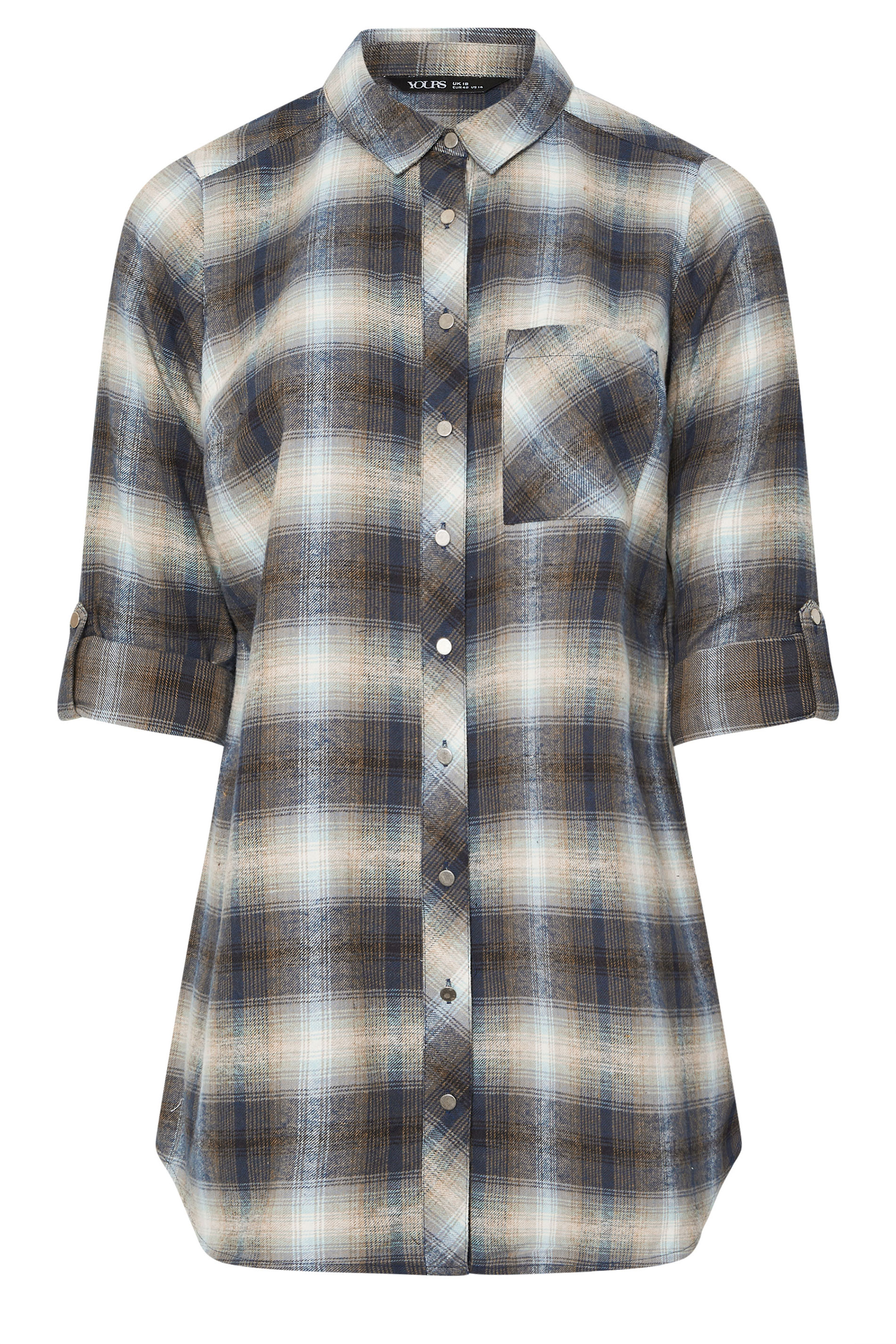 YOURS Plus Size Blue Check Boyfriend Shirt | Yours Clothing 6