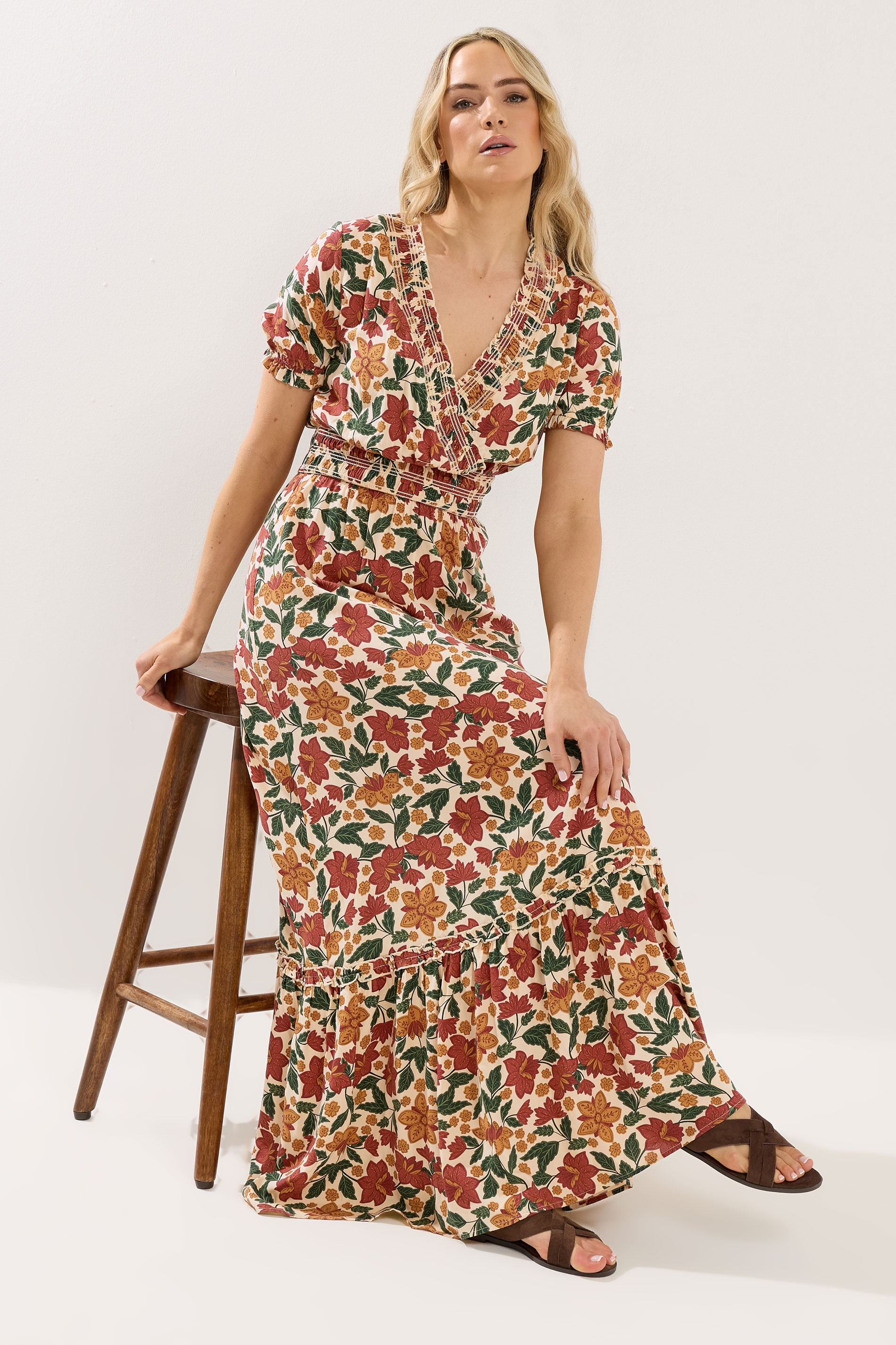 LTS Tall Women's Orange Floral Maxi Dress | Long Tall Sally 1