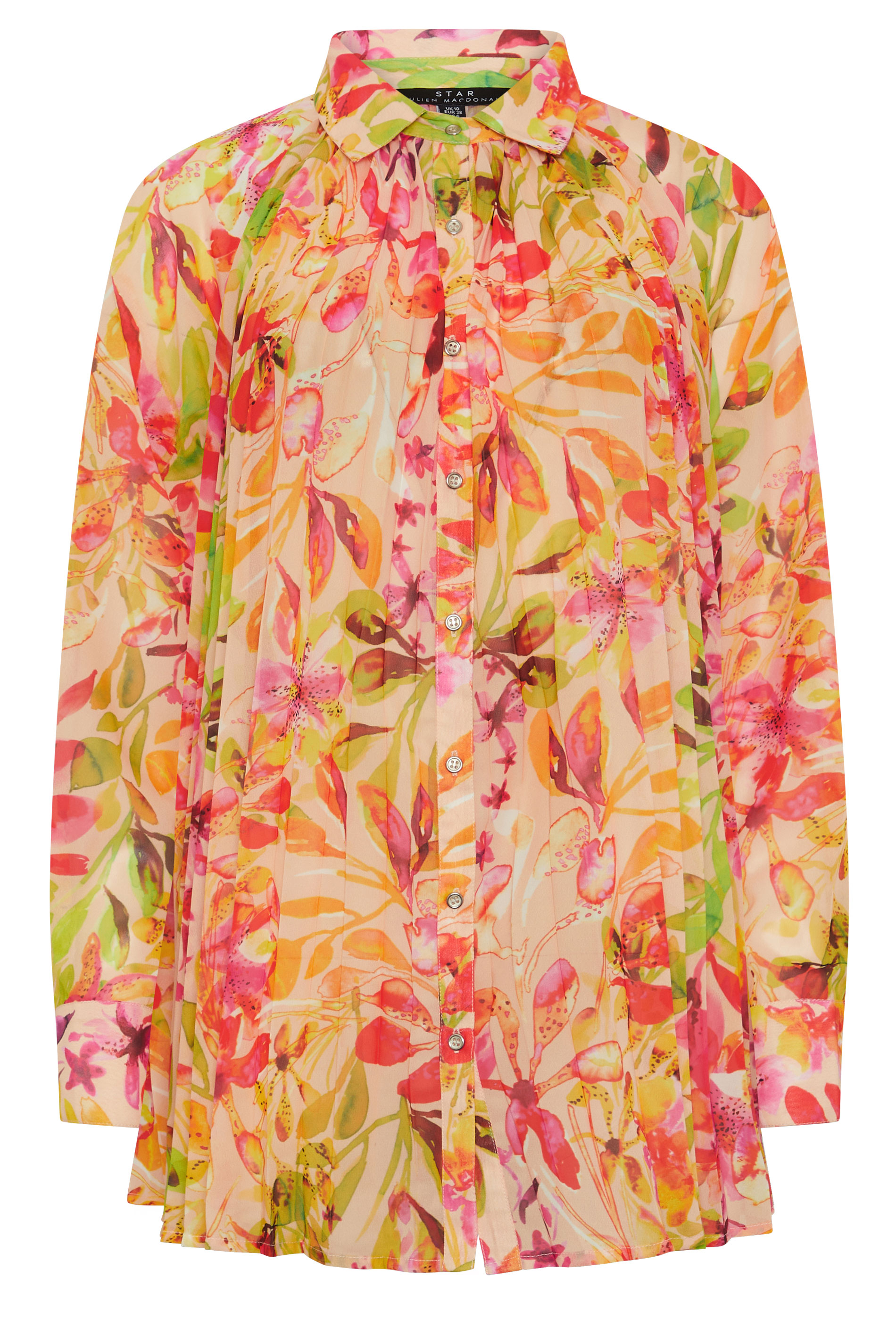 STAR Orange Floral Pleated Shirt | StarByJM 5