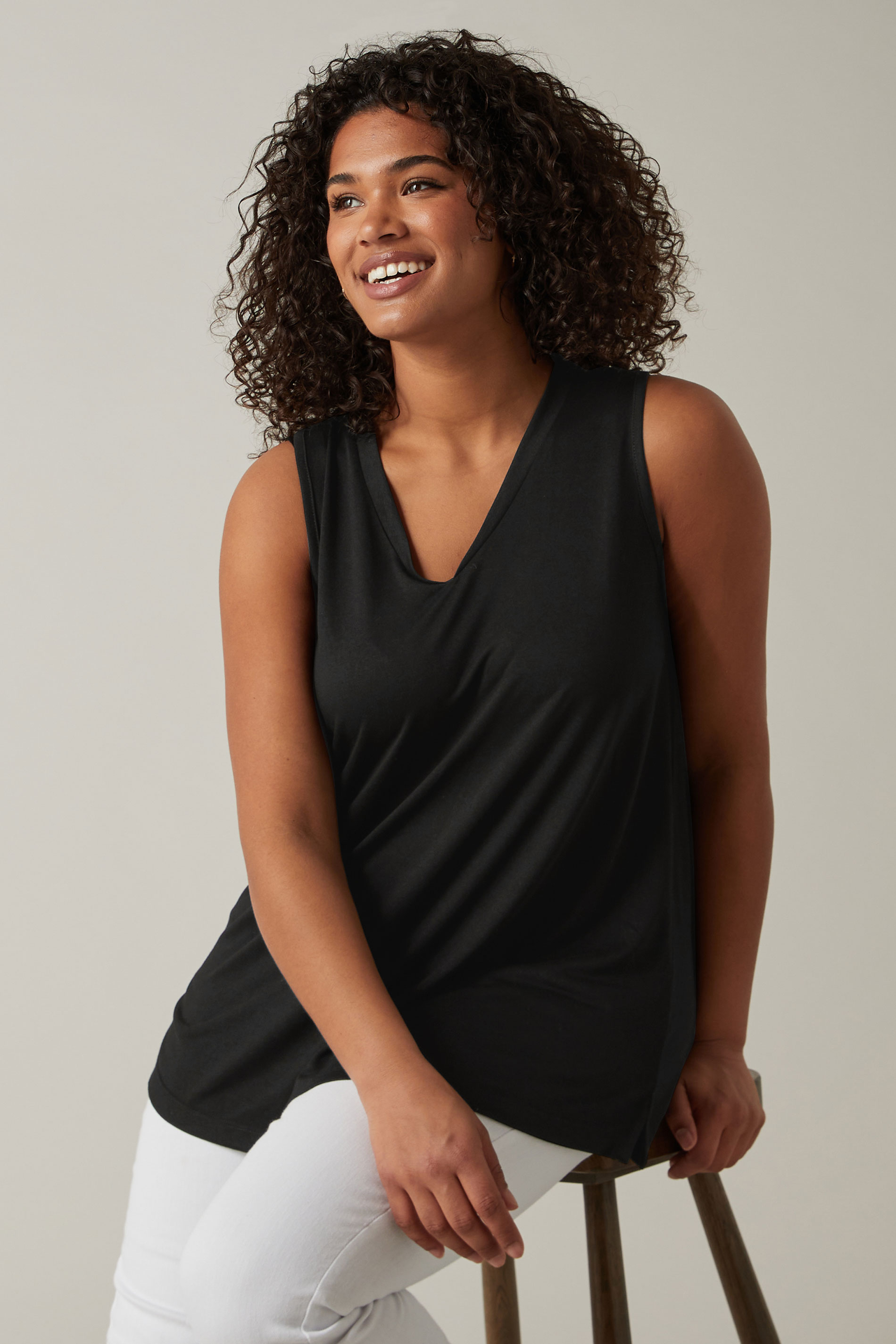 EVANS Plus Size Black Modal Rich Vest Top | Evans 3