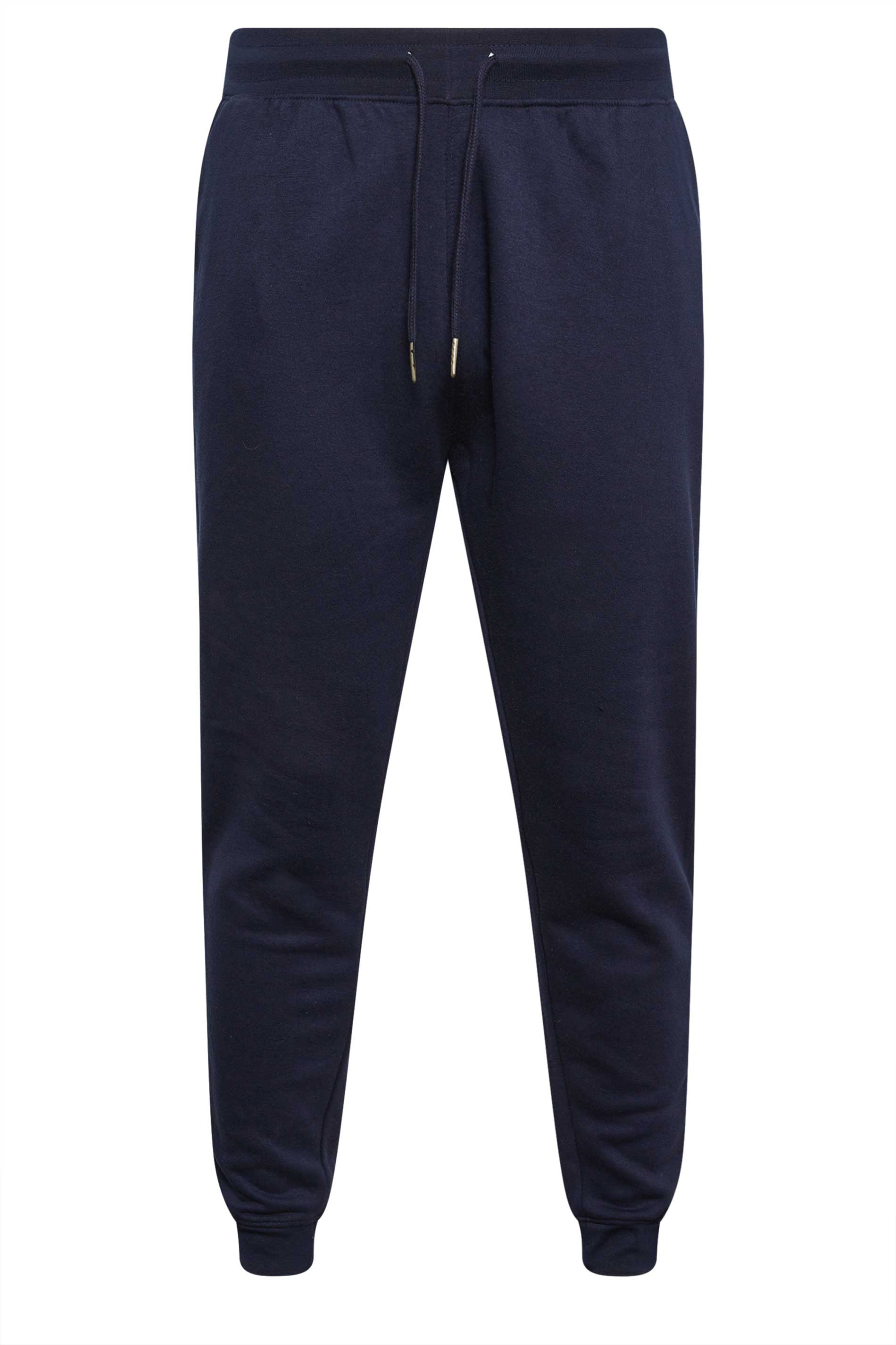 D555 Big & Tall Navy Blue Cuffed Joggers | BadRhino  2