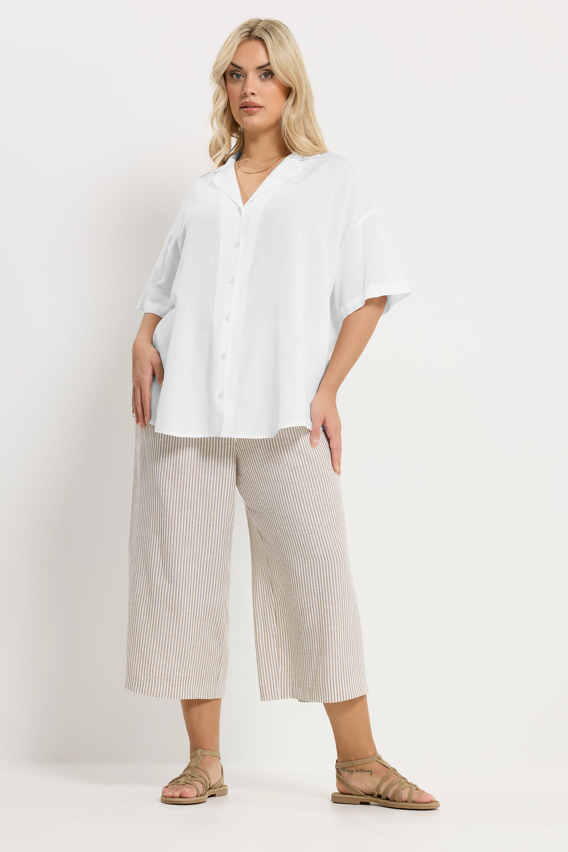 YOURS Plus Size White Linen Shirt | Yours Clothing 1
