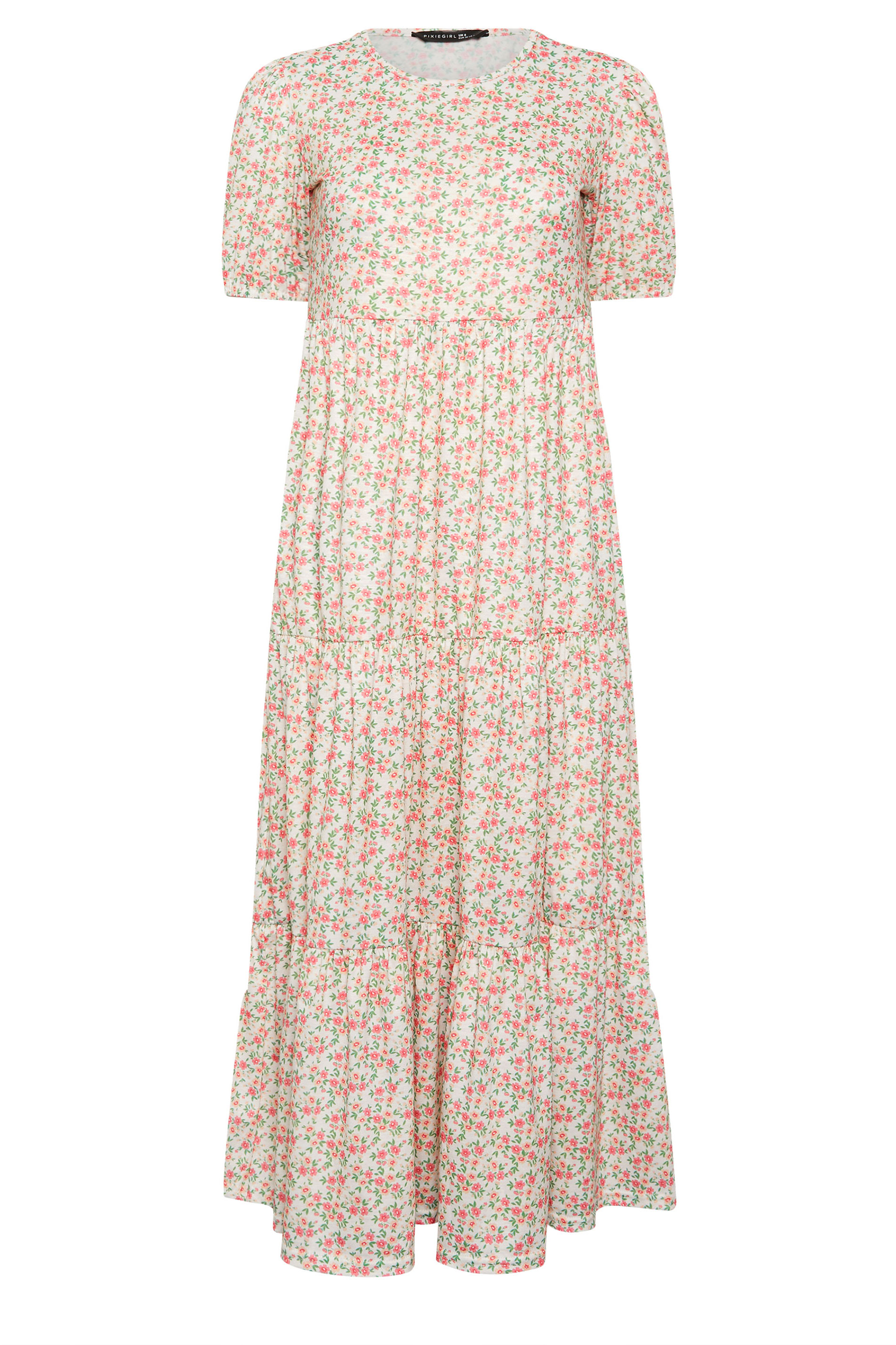 PixieGirl Pink Ditsy Tiered Maxi Dress | PixieGirl 5
