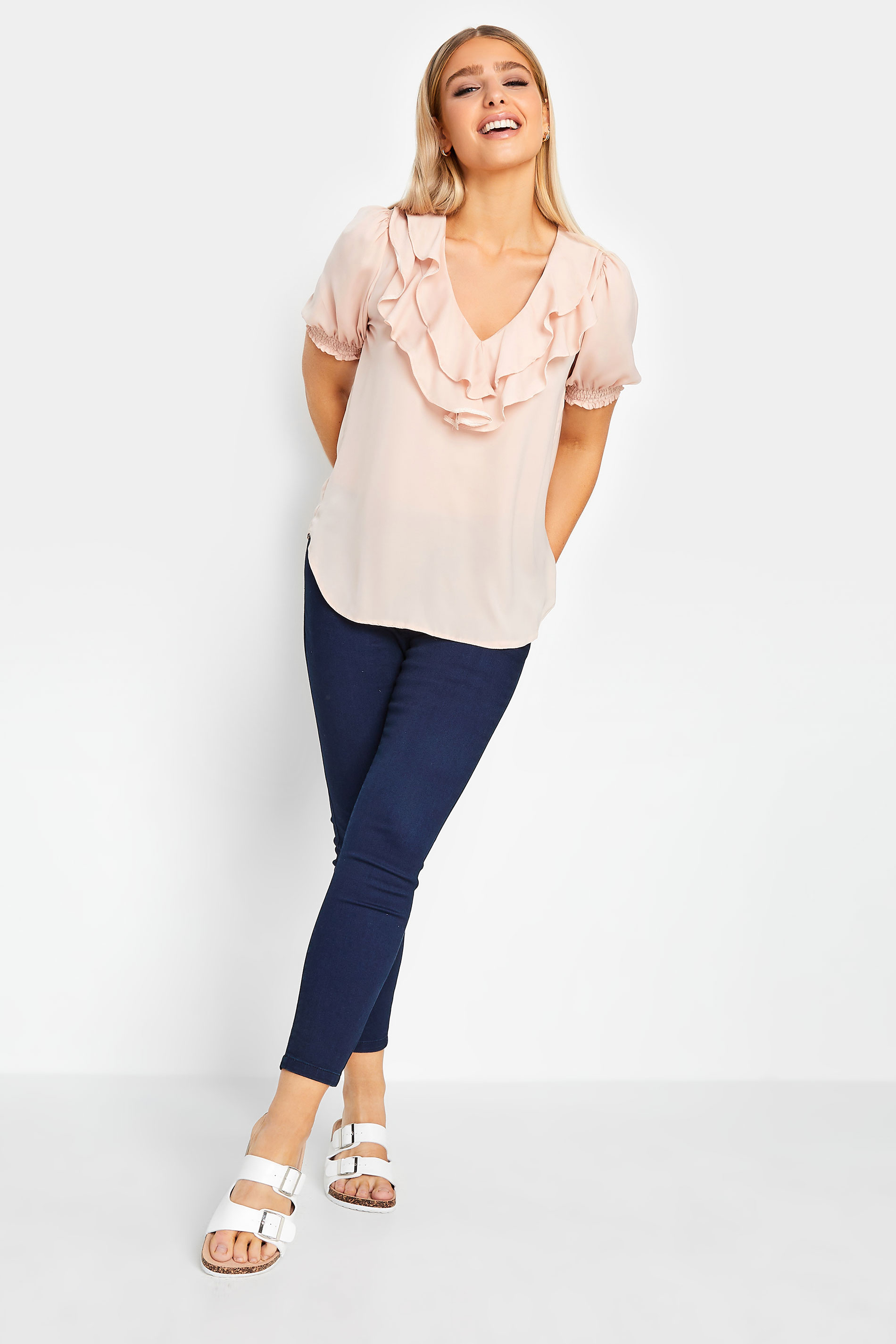 M&Co Blush Pink Frill Front Blouse | M&Co 2