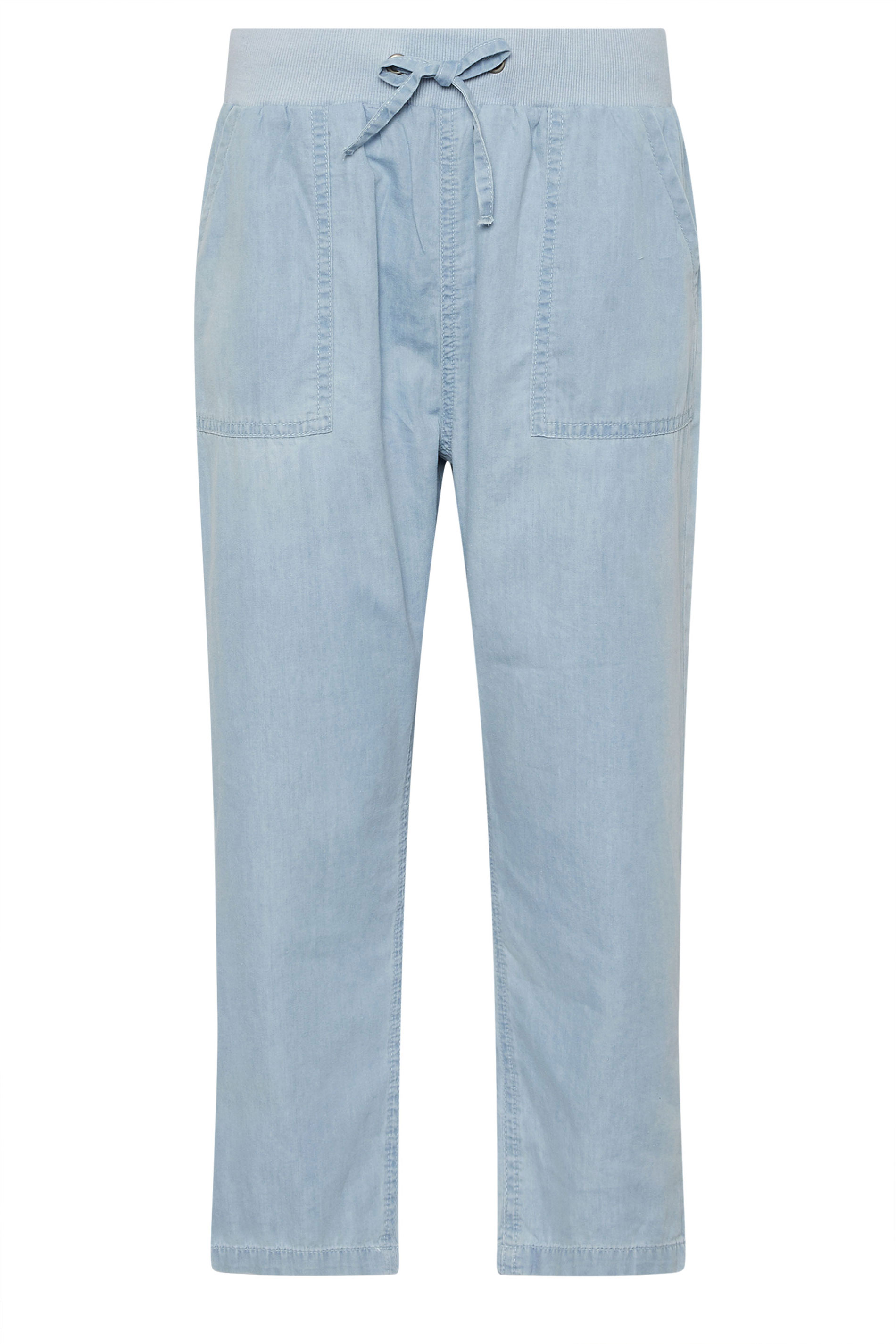 M&Co Blue Light Wash Drawstring Cropped Trousers | M&Co 6