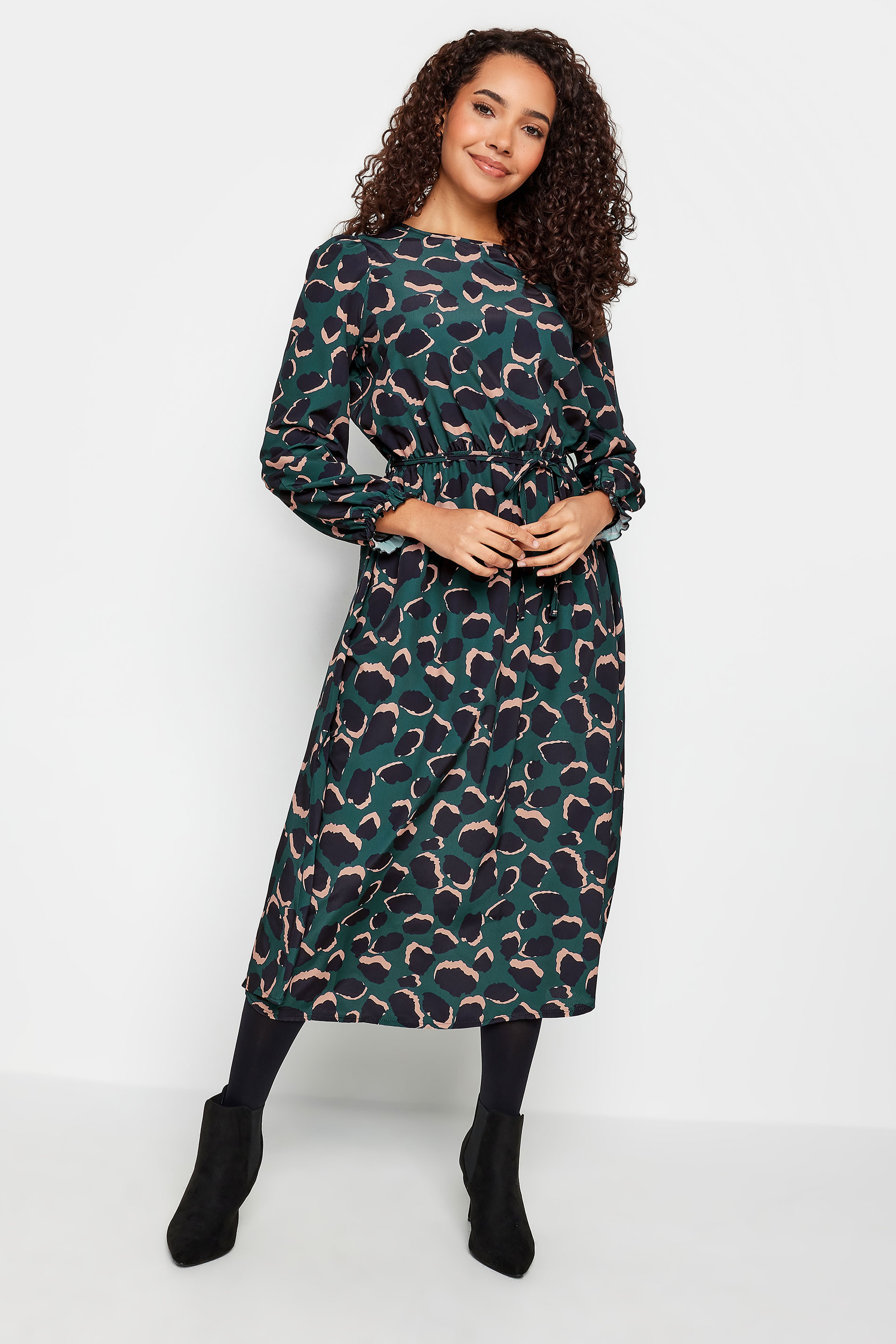 M&Co Green Abstract Print Smock Dress | M&Co 2