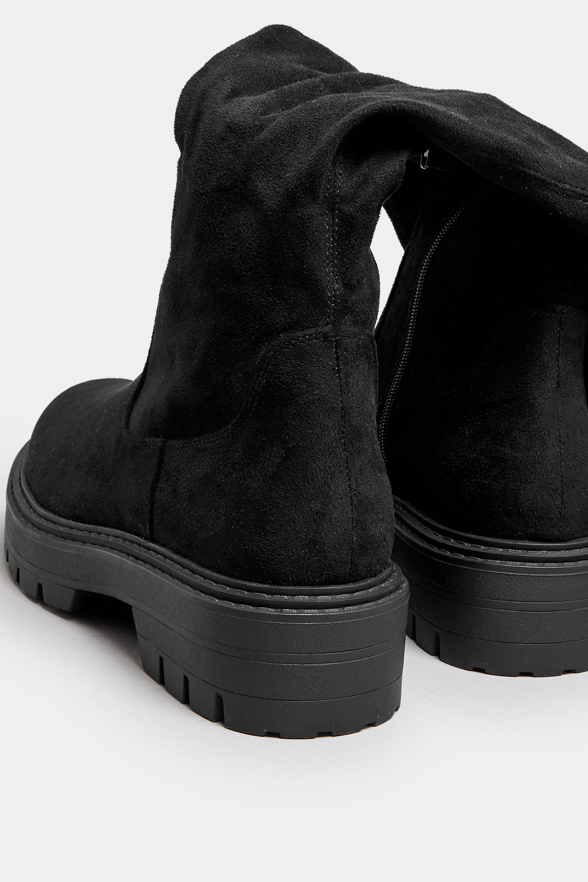 Black Faux Suede Knee High Boots In Extra Wide EEE Fit | Yours Clothing  5